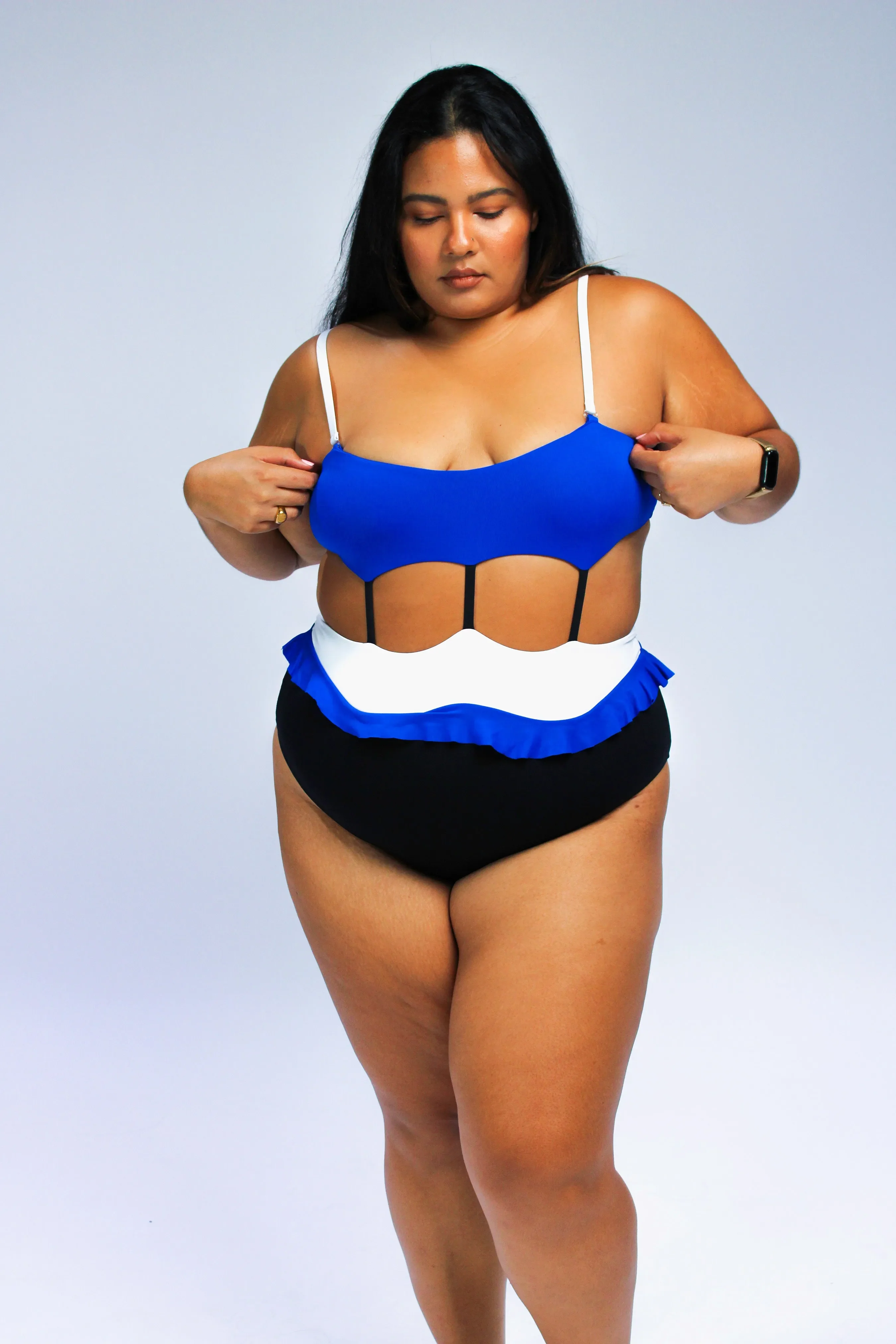Mitchy one piece swimsuit with ruffle waist and convertible straps - Image 6
