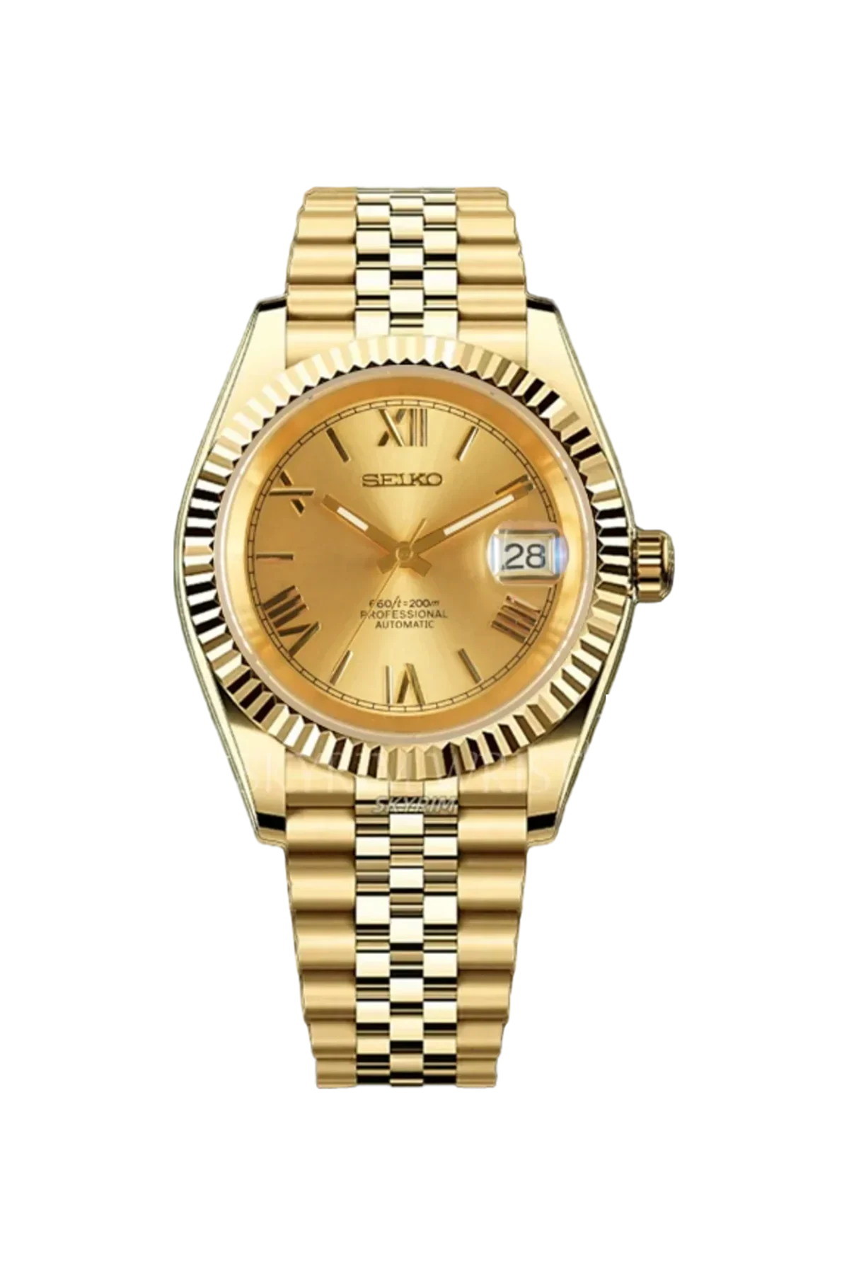 Mod Datejust Gold Roman Watch
