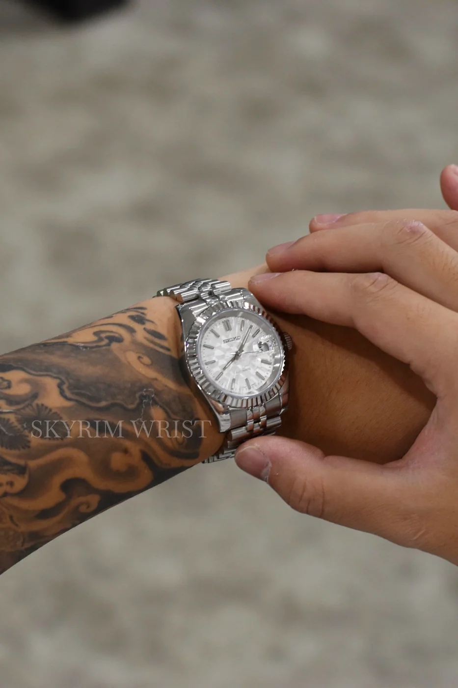 Mod Datejust Mosaic White Watch - Image 2