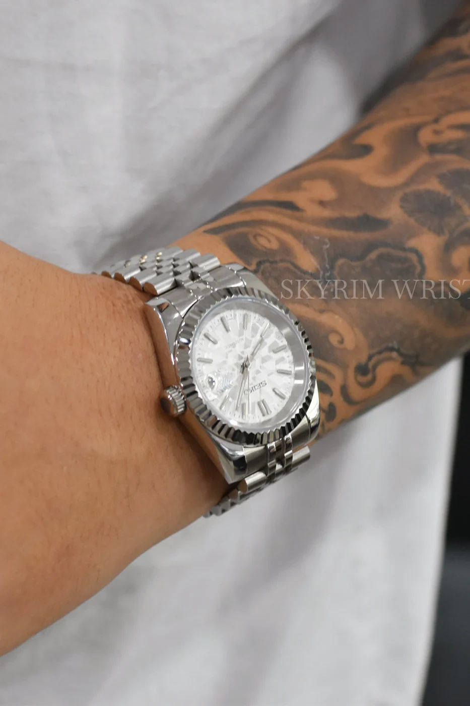 Mod Datejust Mosaic White Watch - Image 4
