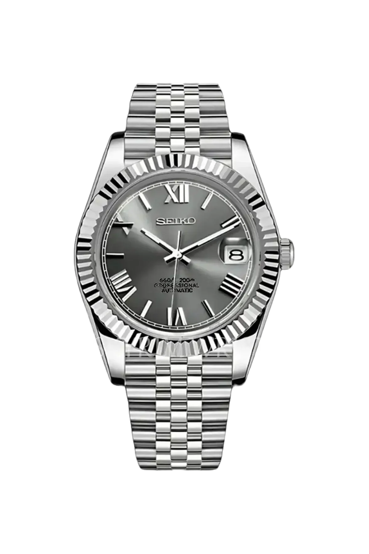 Mod Datejust Roman Silver Watch