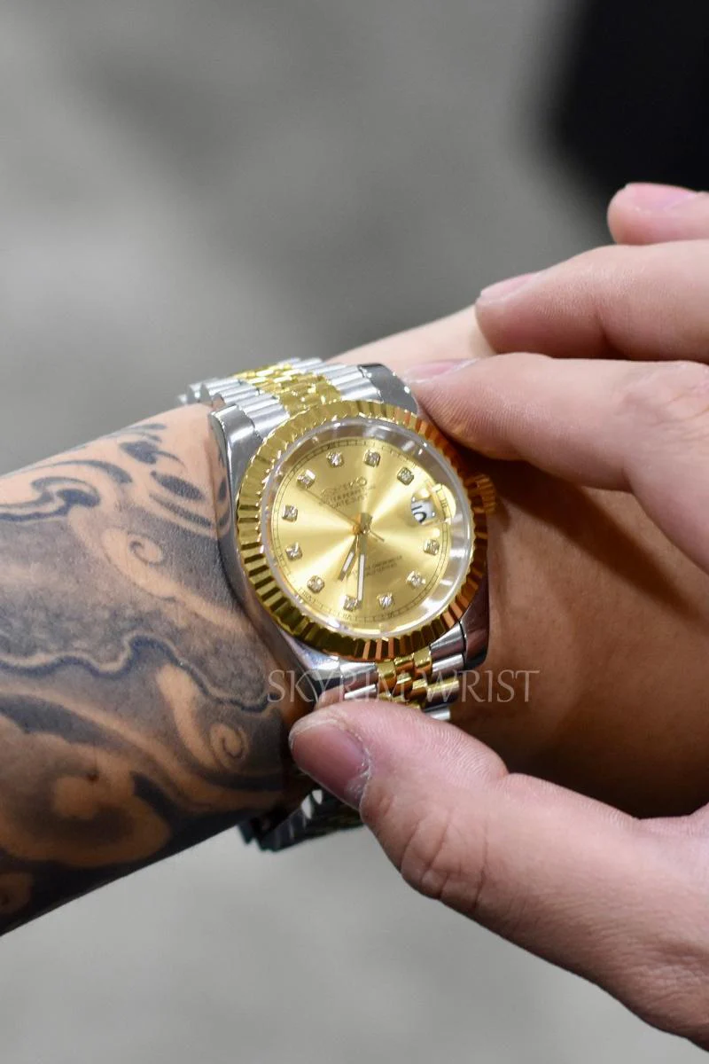 Mod Datejust Two-Tone Gold Diamond Watch - Image 2