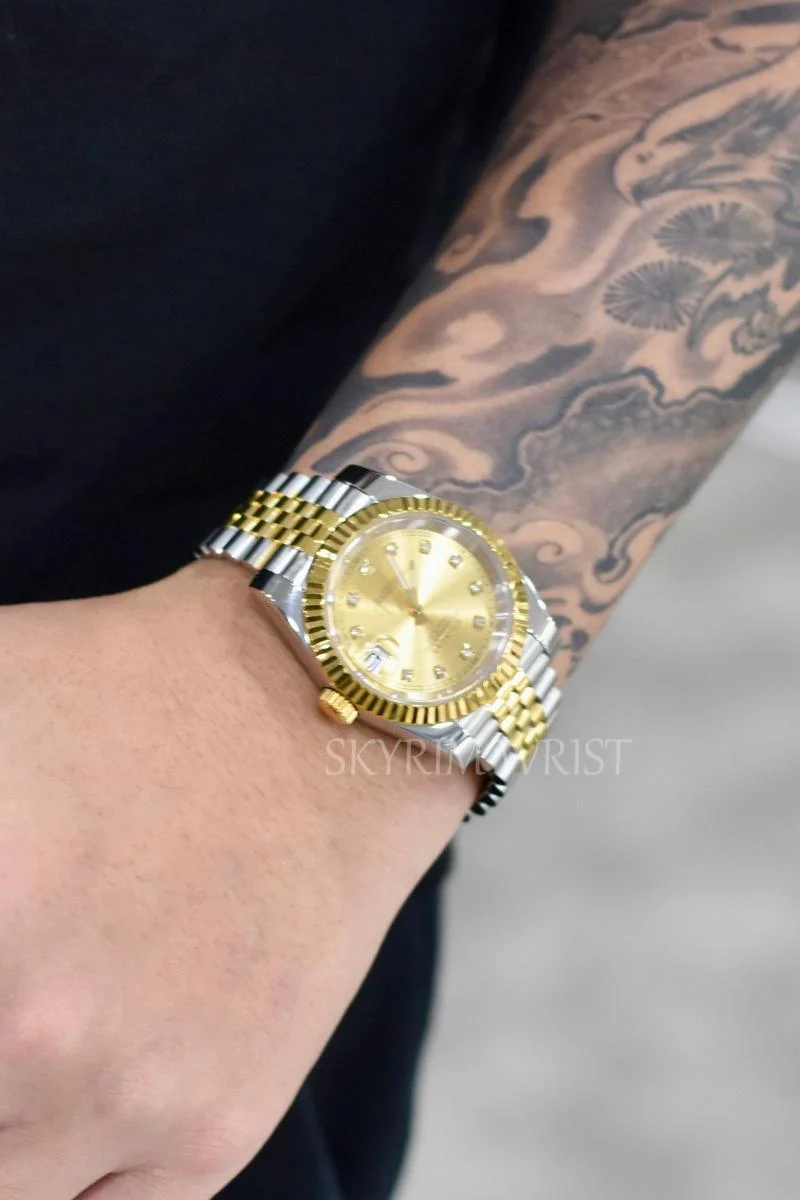 Mod Datejust Two-Tone Gold Diamond Watch - Image 4