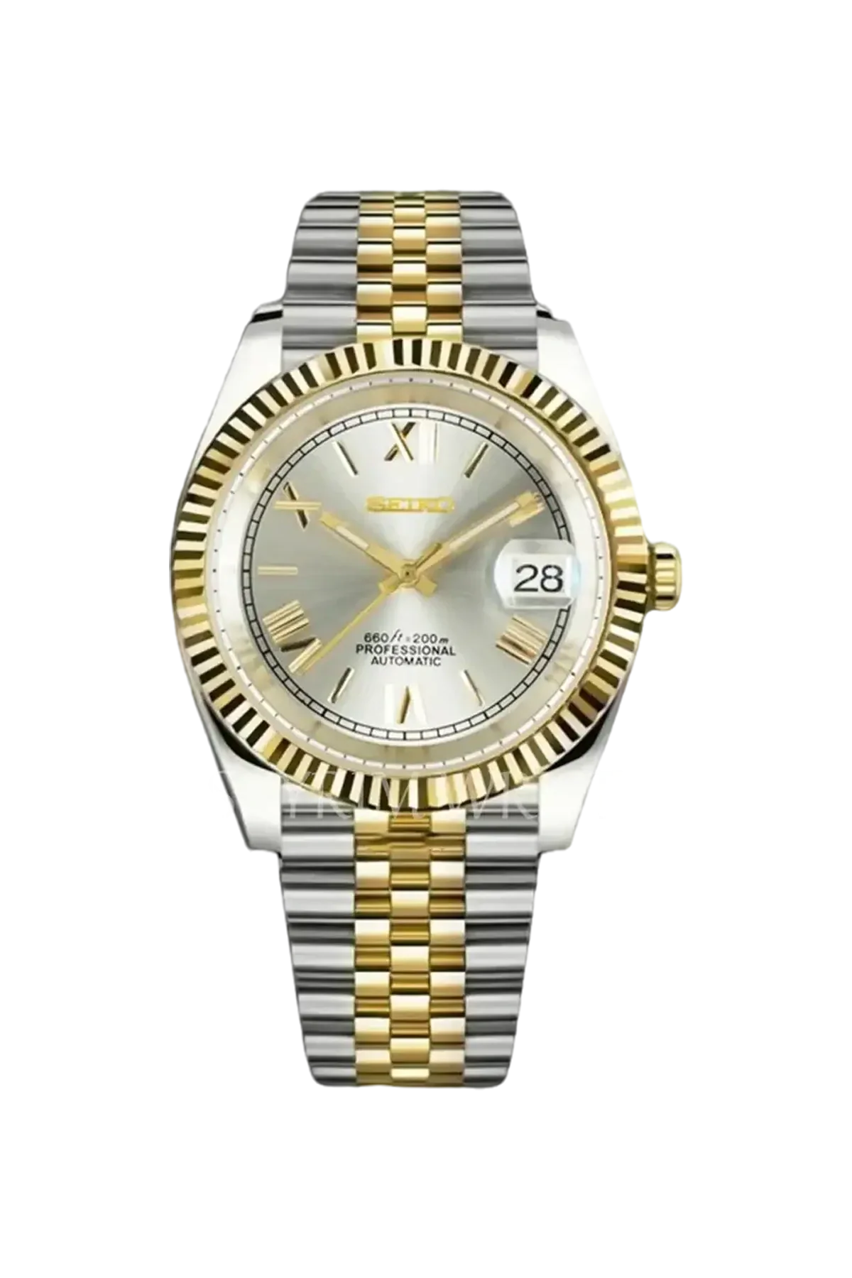 Mod Datejust Two-Tone Gold Roman Watch