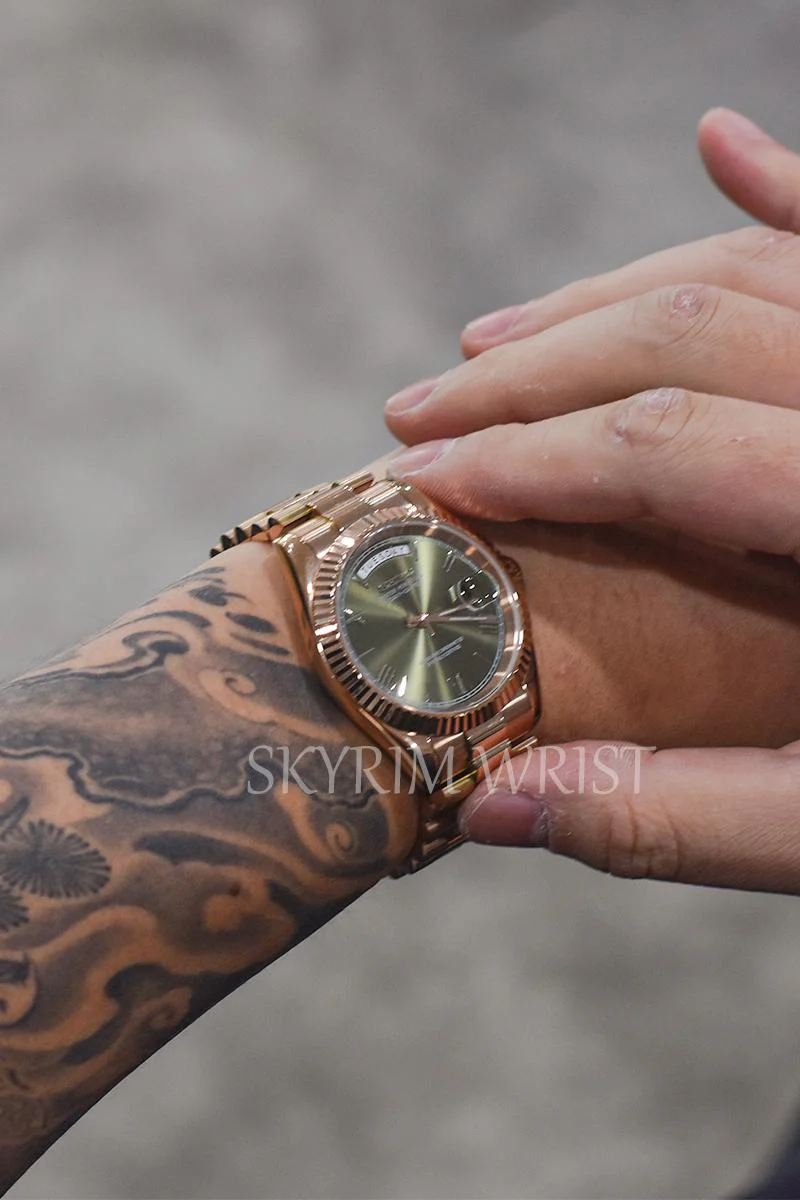 Mod Day-Date Rose Gold Green Watch - Image 2