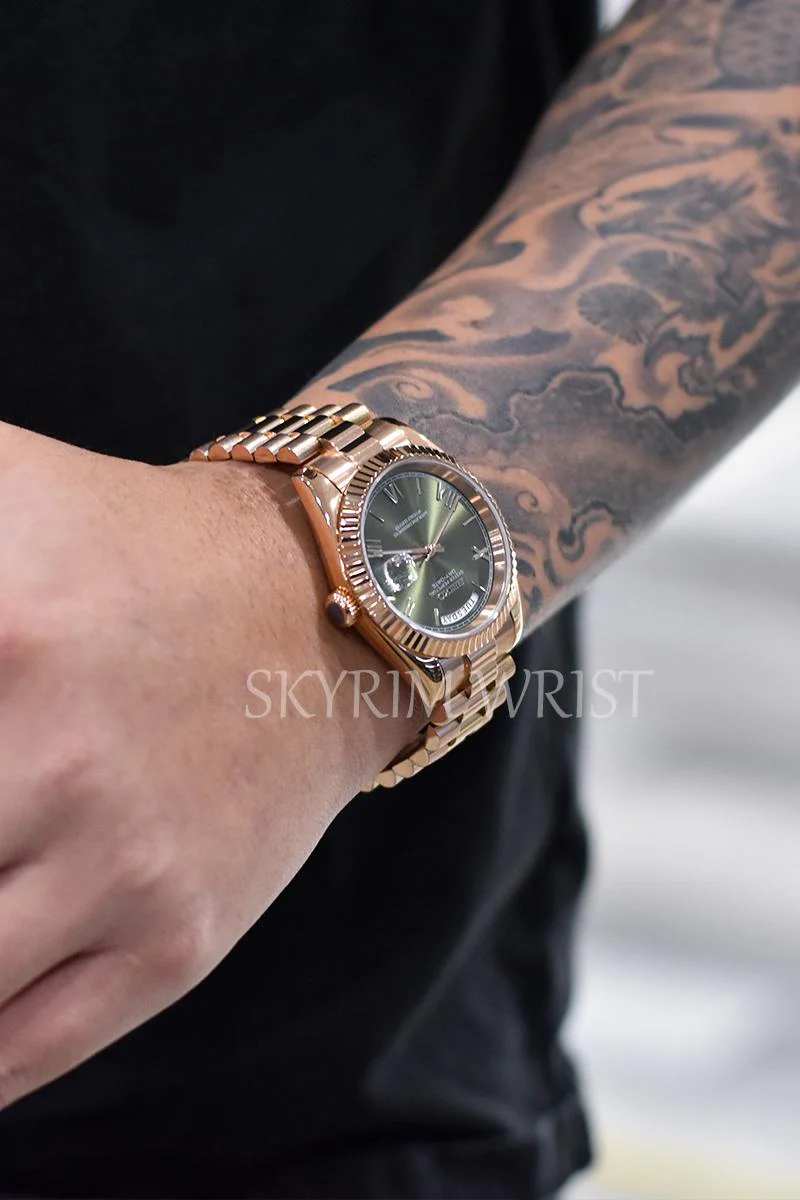 Mod Day-Date Rose Gold Green Watch - Image 3
