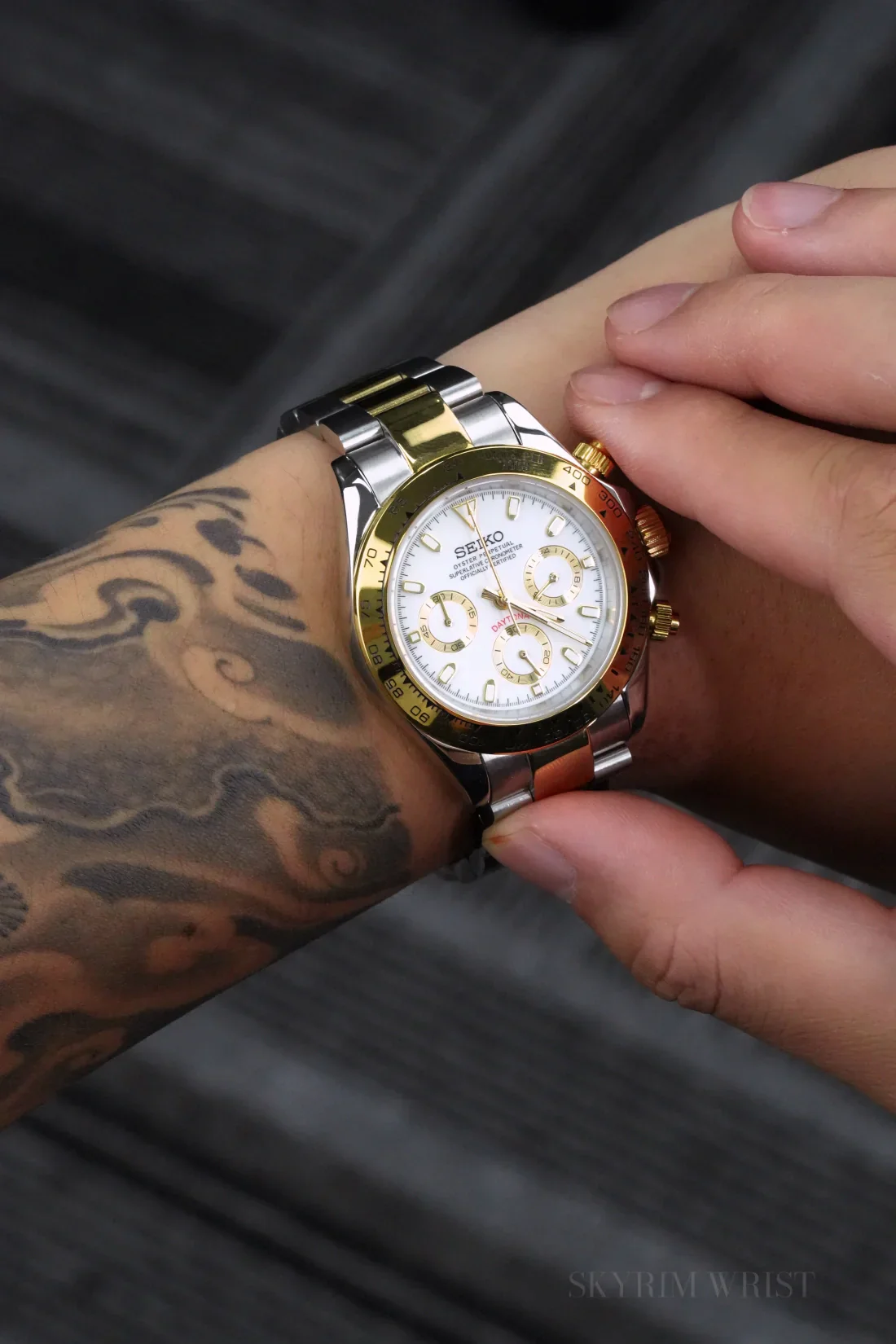Mod Daytona Two-Tone Gold White Watch - Image 2