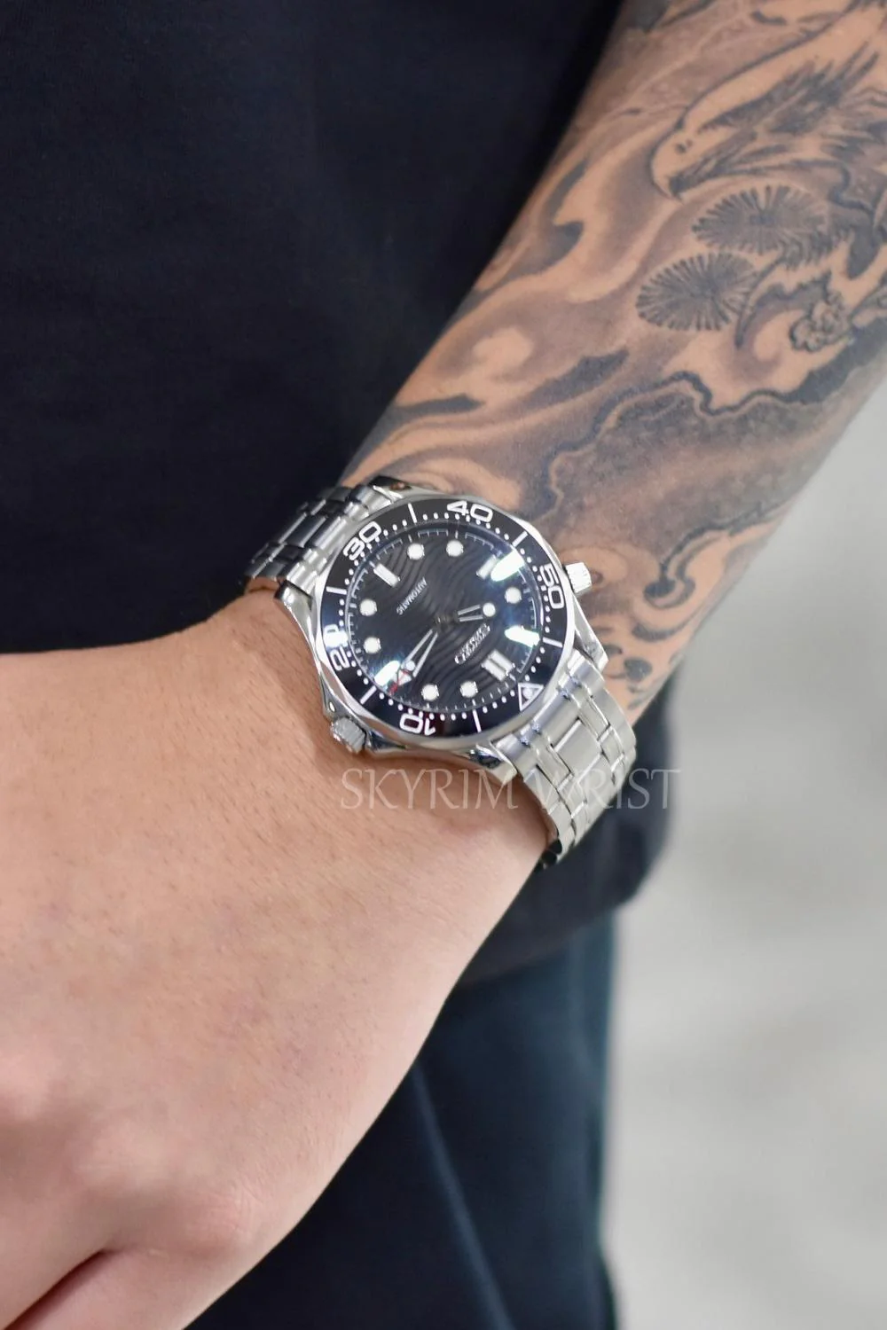 Mod Seamaster Silver Black Watch - Image 4