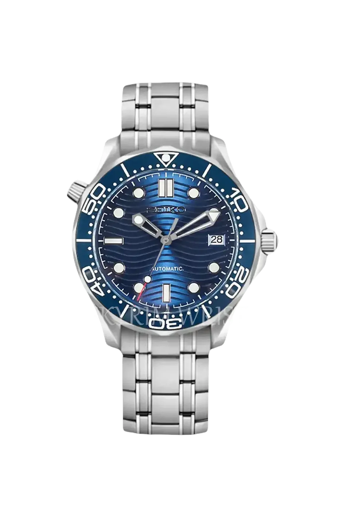 Mod Seamaster Silver Blue Watch
