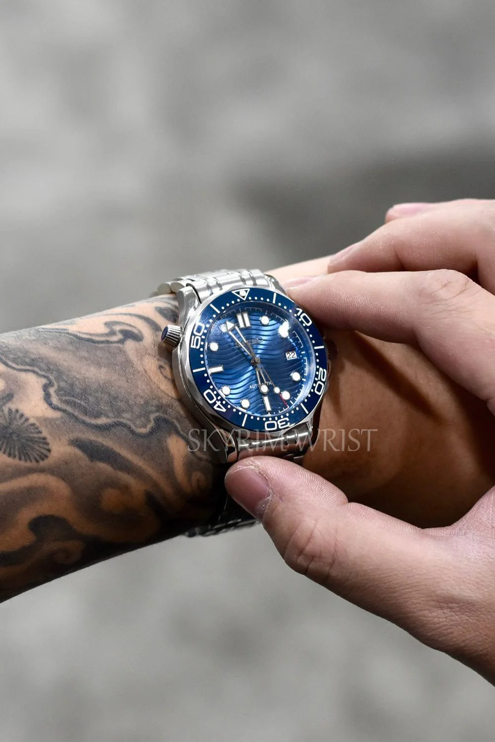 Mod Seamaster Silver Blue Watch - Image 2