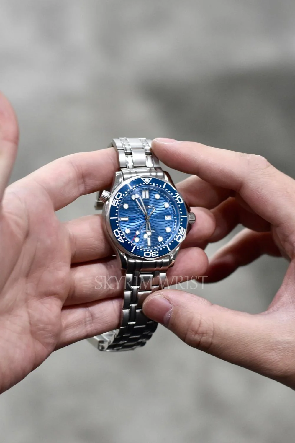 Mod Seamaster Silver Blue Watch - Image 3