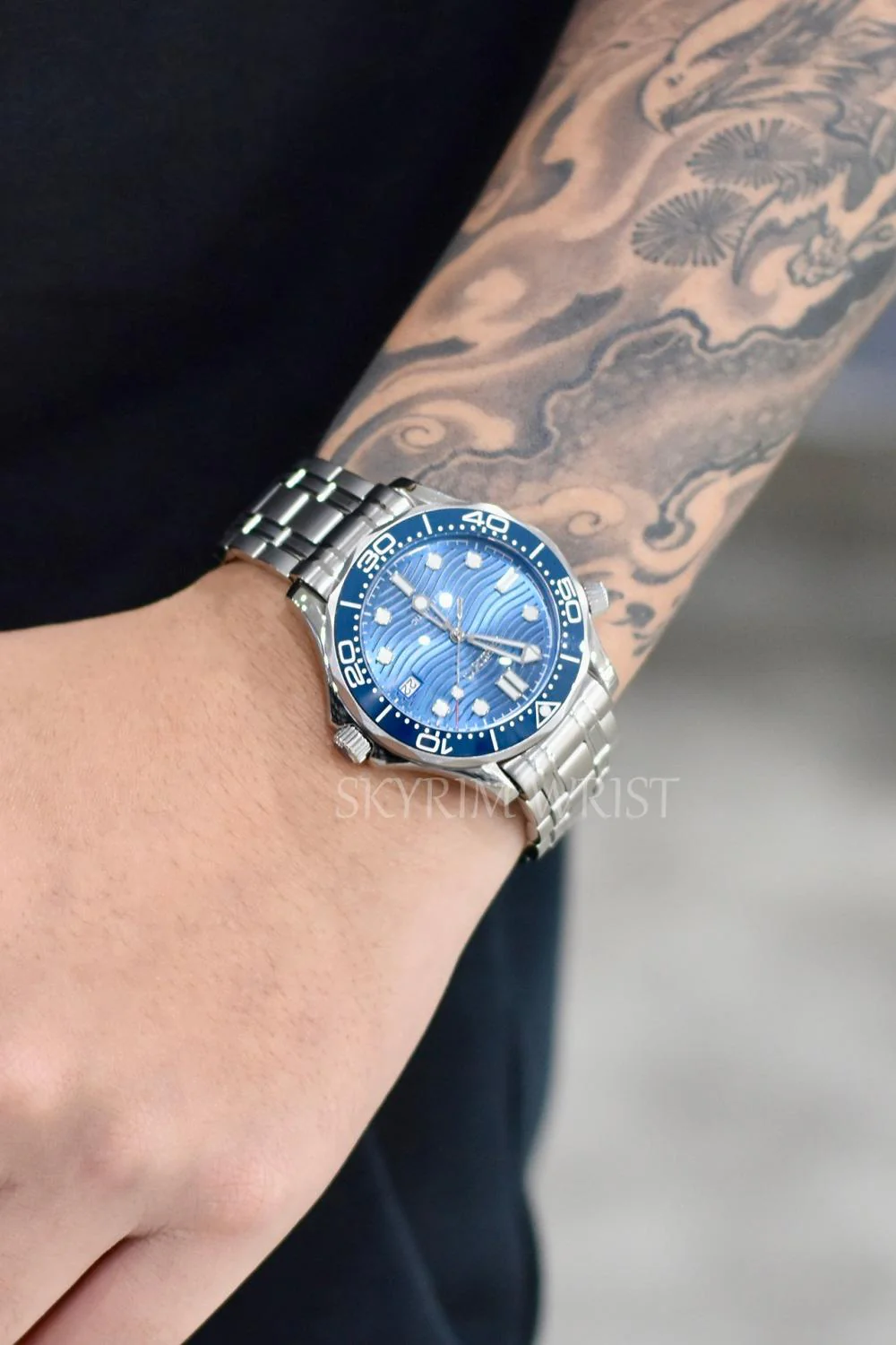 Mod Seamaster Silver Blue Watch - Image 4