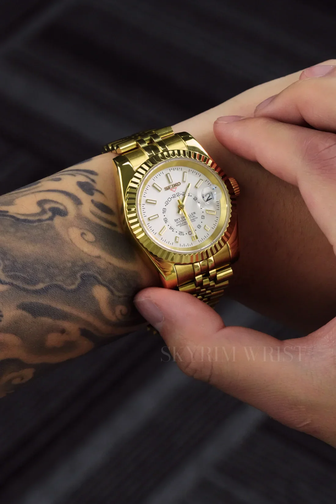 Mod Sky-Dweller Gold White Watch - Image 2