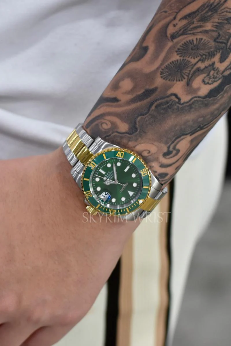 Mod Submariner Two-Tone Gold Green Watch - Image 4