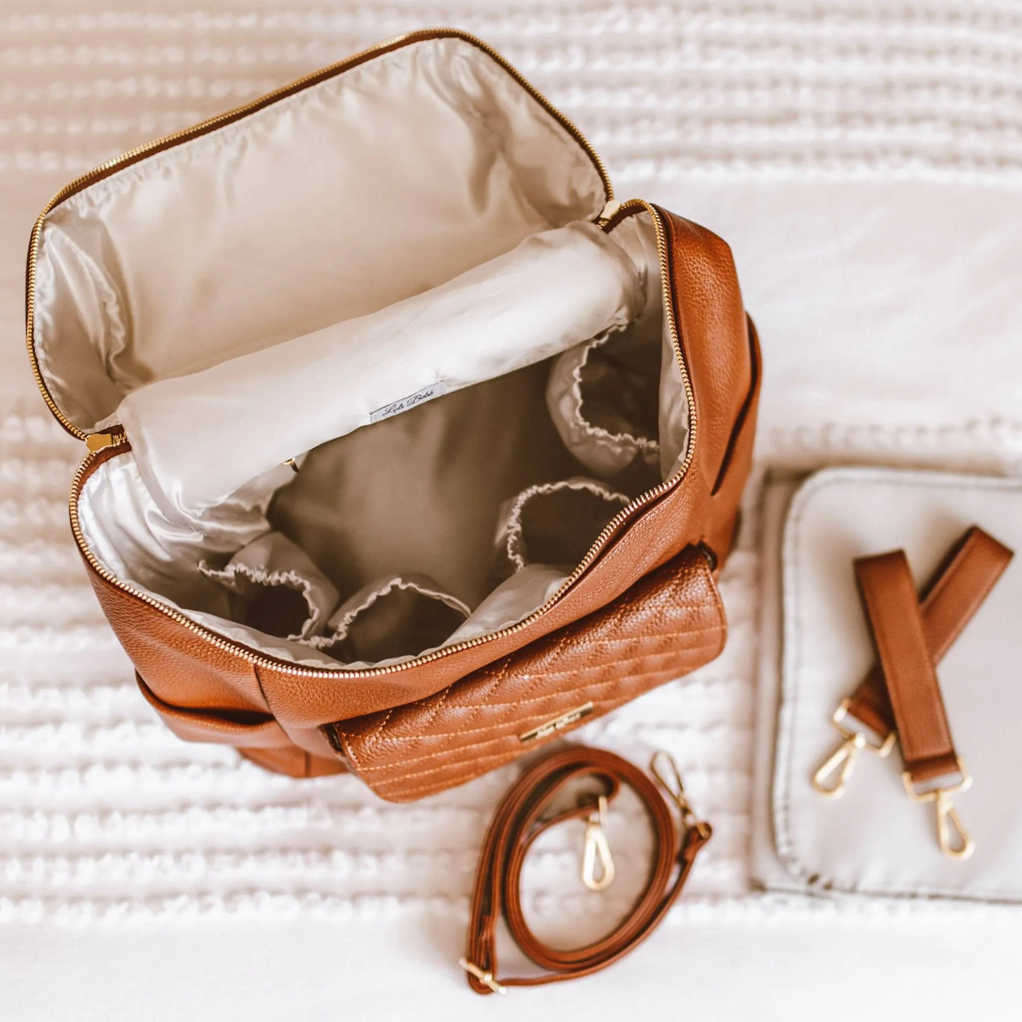 Monaco Backpack Diaper Bag | Caramel Brown - Image 3