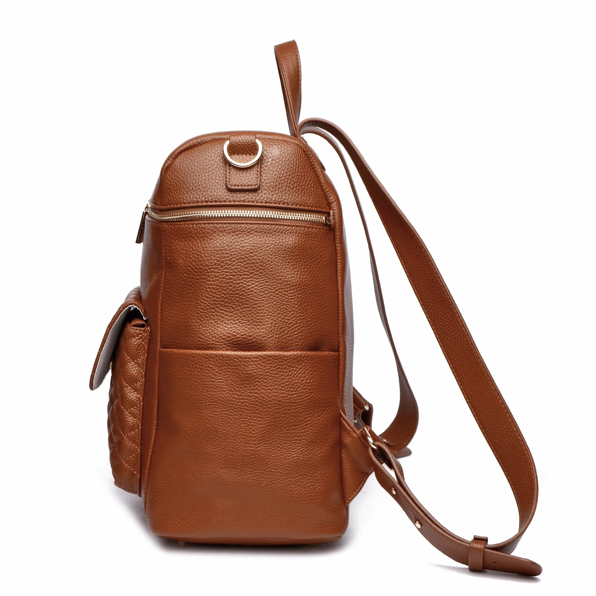 Monaco Backpack Diaper Bag | Caramel Brown - Image 6