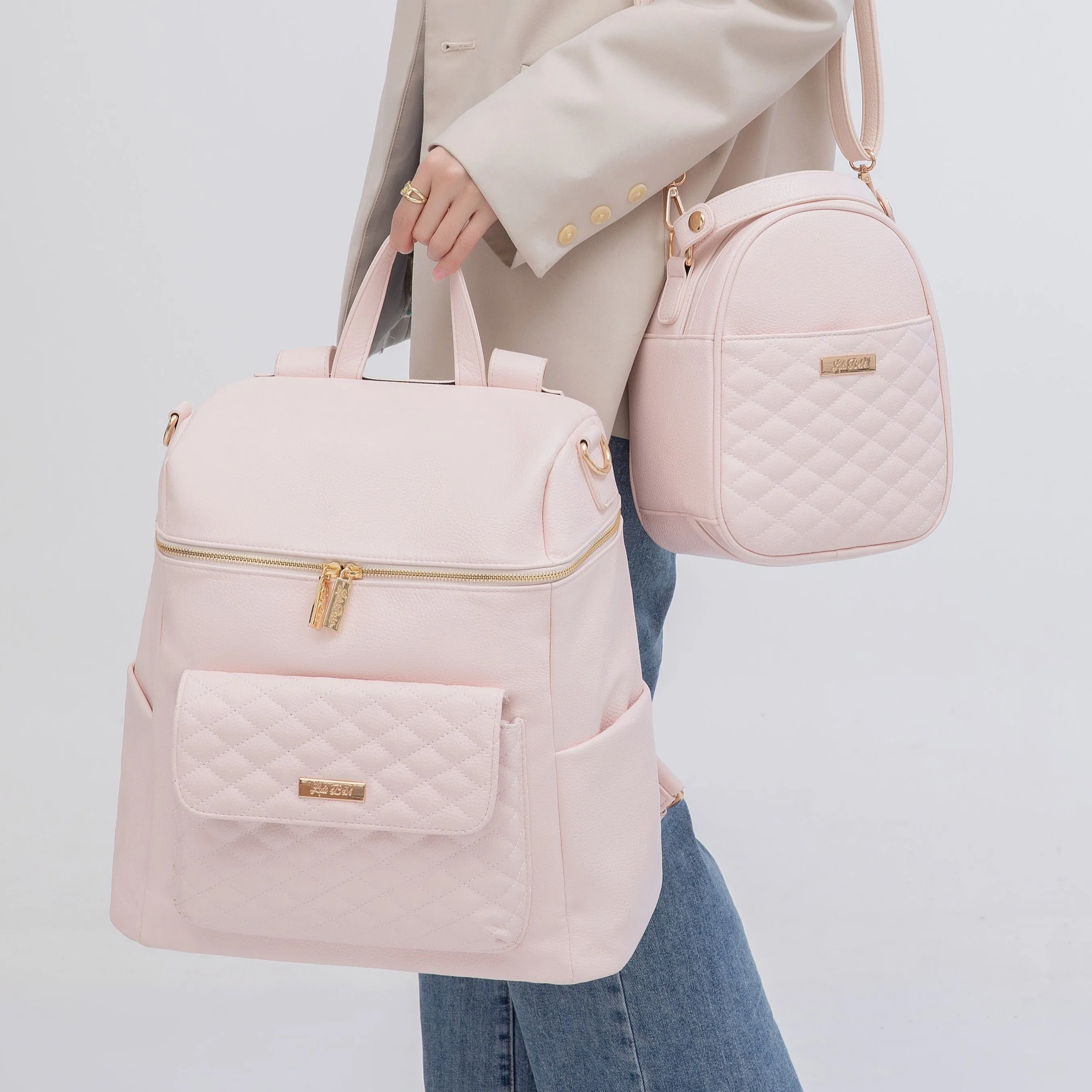 Monaco Backpack Diaper Bag | Pastel Pink - Image 2