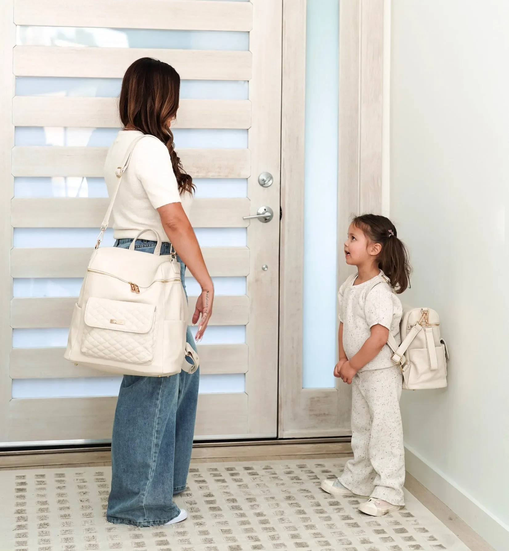 Monaco Backpack Diaper Bag | Pearl White - Image 12
