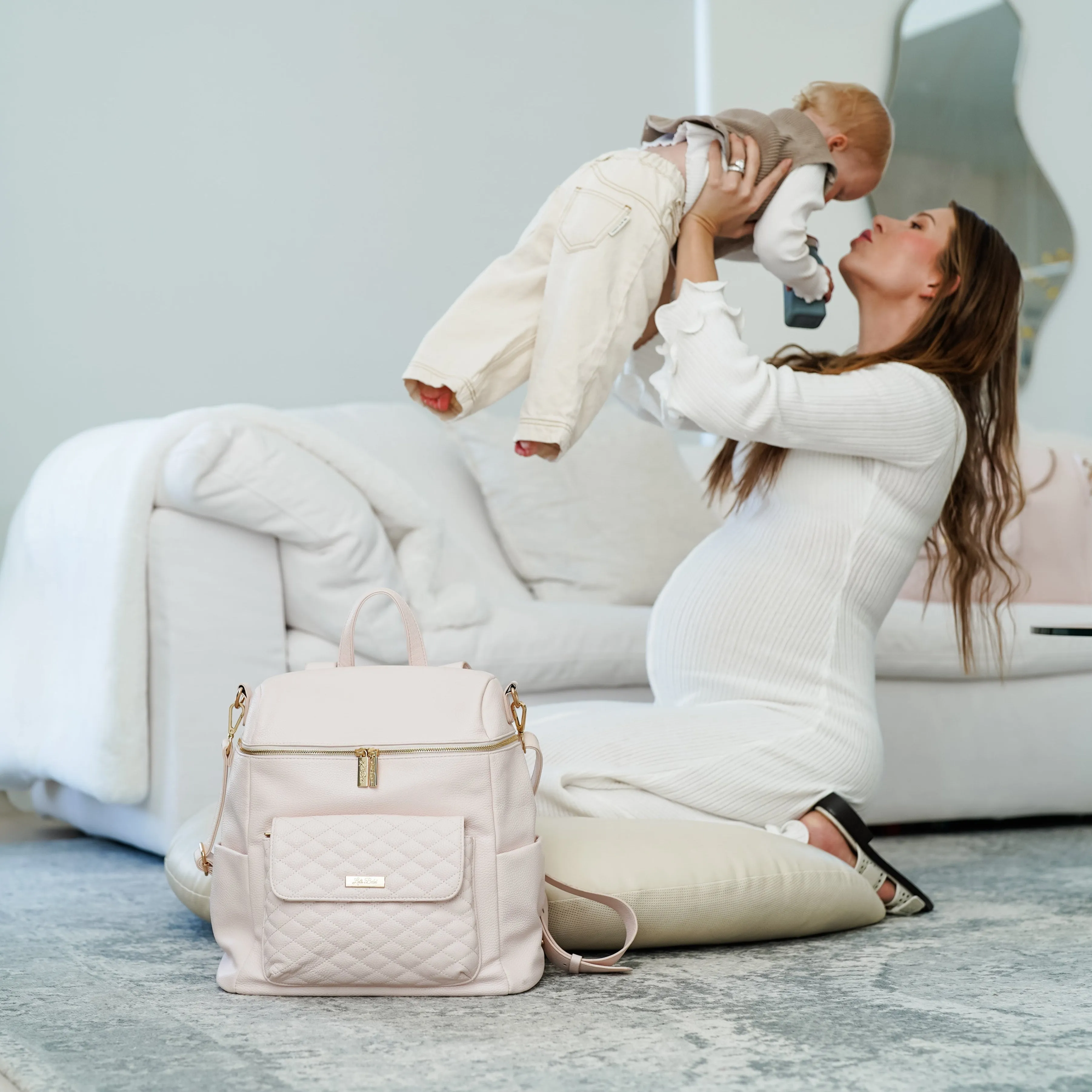 Monaco Backpack Diaper Bag | Pearl White - Image 13