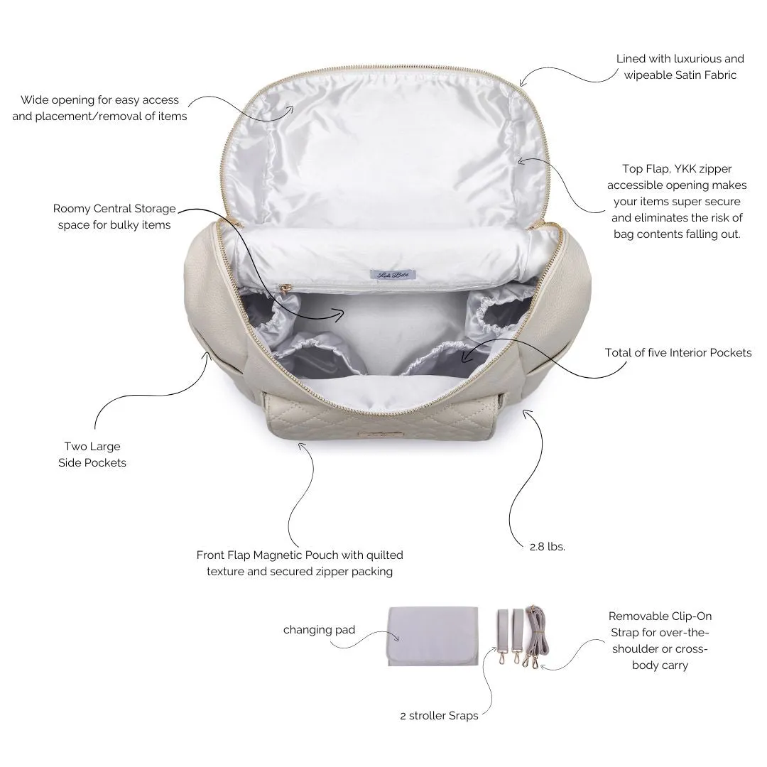 Monaco Backpack Diaper Bag | Pearl White - Image 2