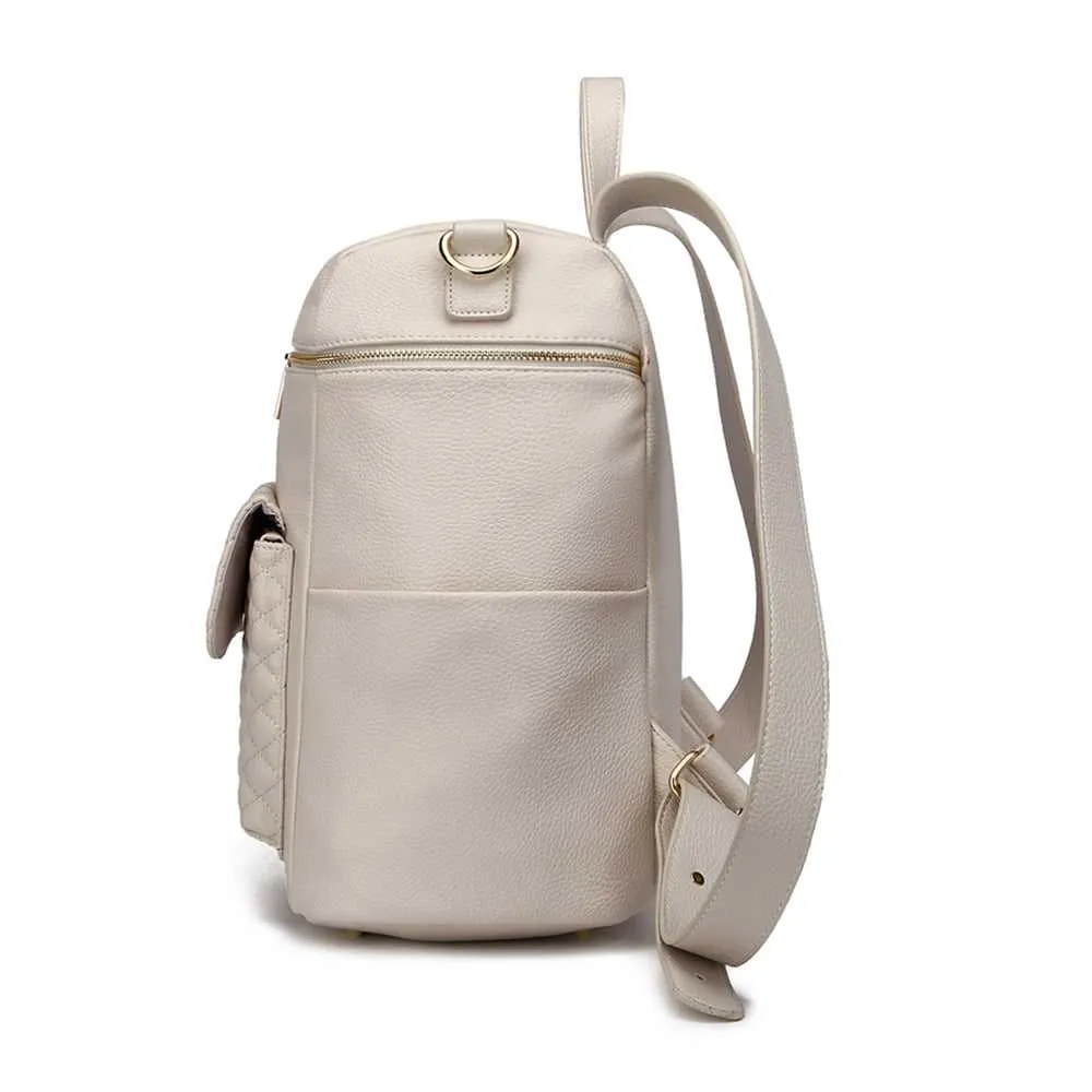 Monaco Backpack Diaper Bag | Pearl White - Image 4