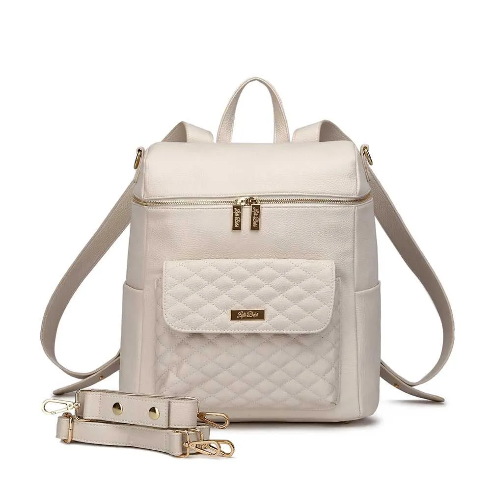 Monaco Backpack Diaper Bag | Pearl White - Image 7