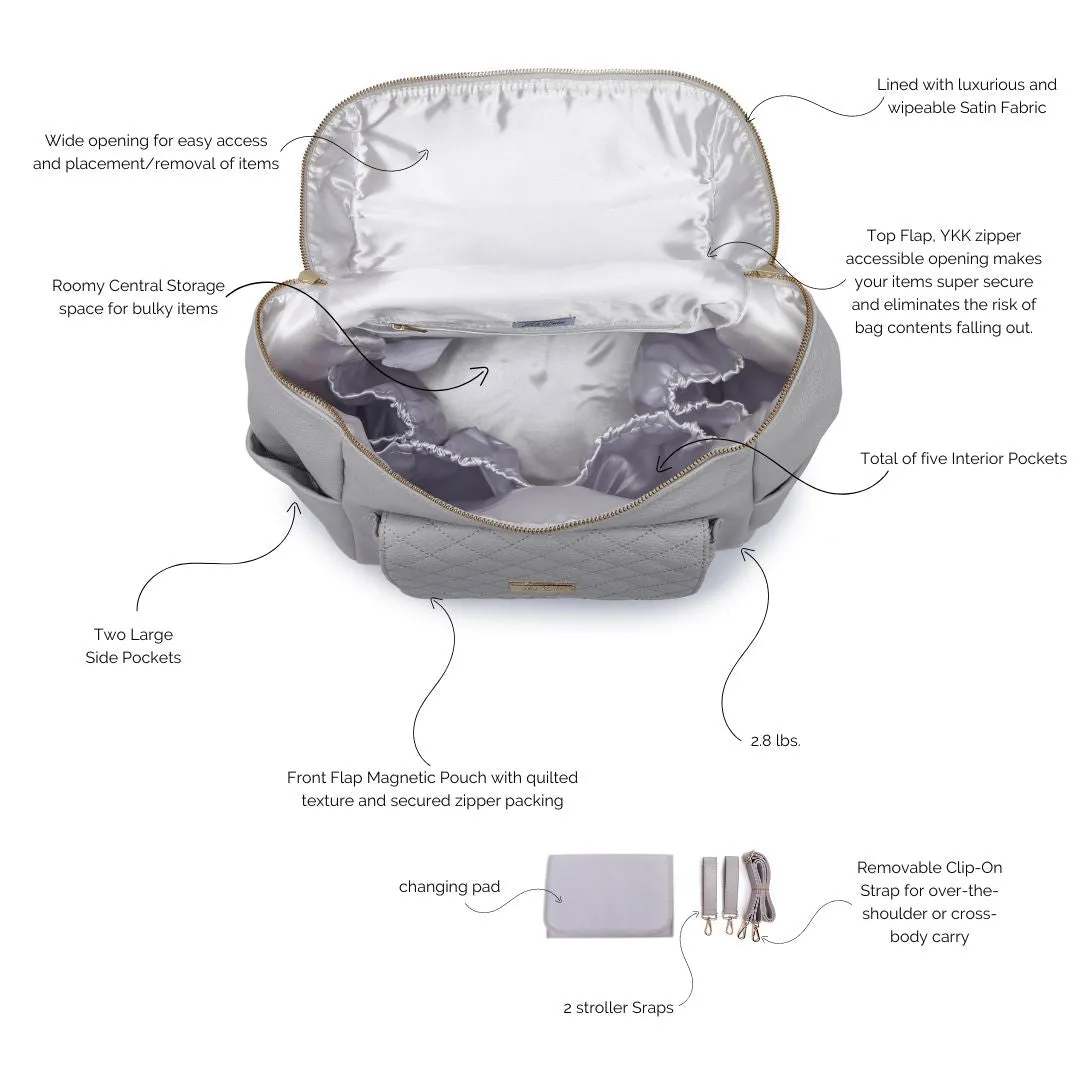 Monaco Backpack Diaper Bag | Stone Grey - Image 2