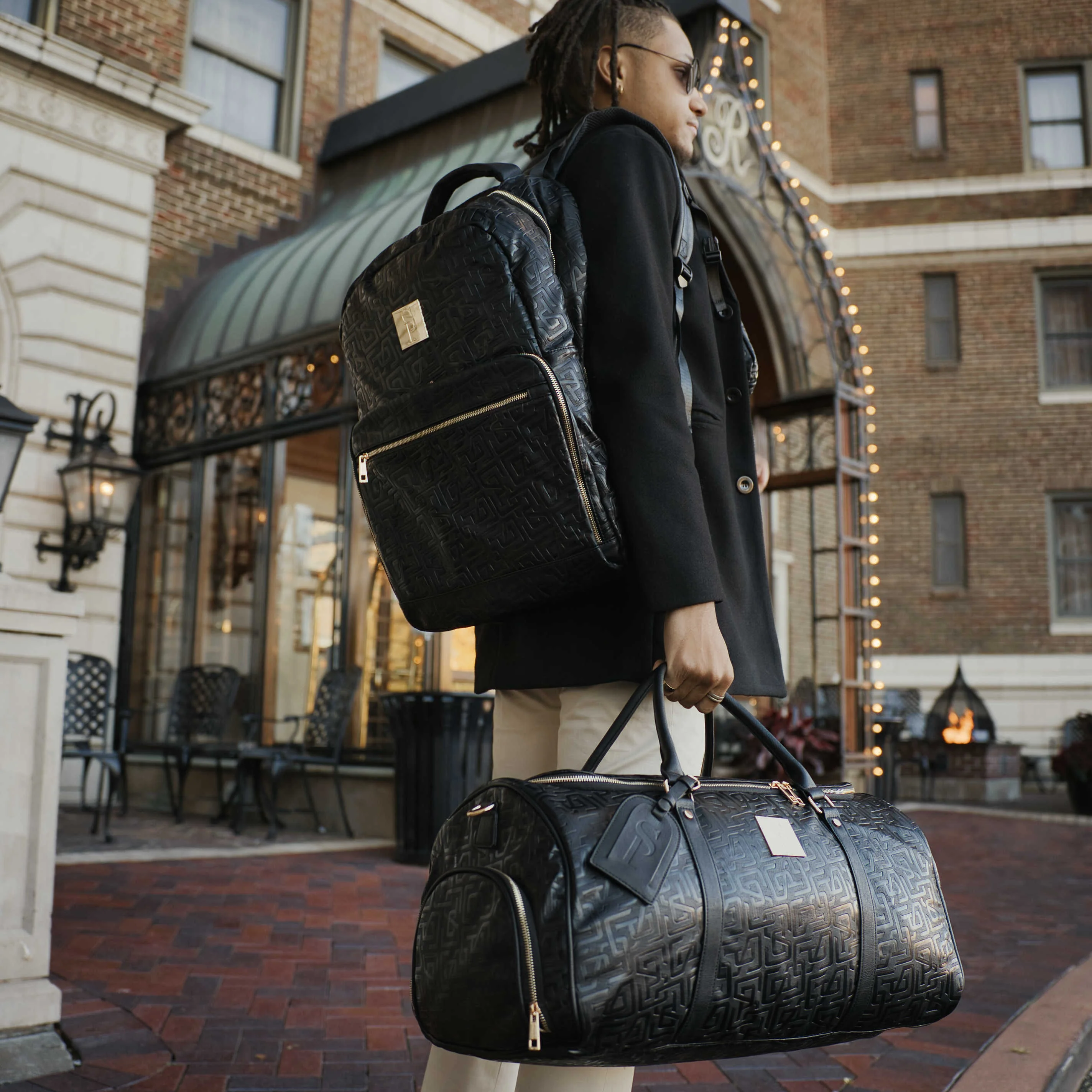 Monogram Leather 2 Bag Set (Commuter and Duffle) - Image 2