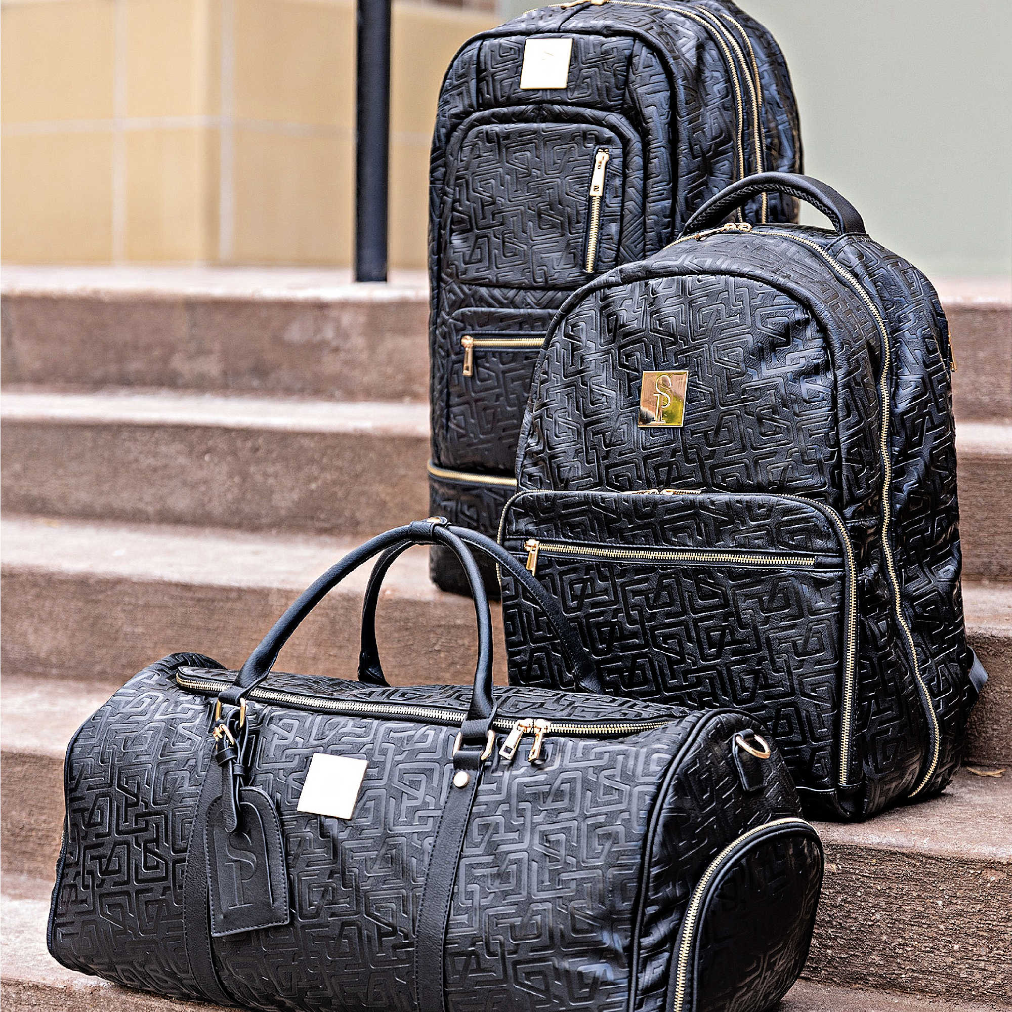 Monogram Leather 3 Bag Set (Signature Backpack, Commuter and Duffle Bag) - Image 6