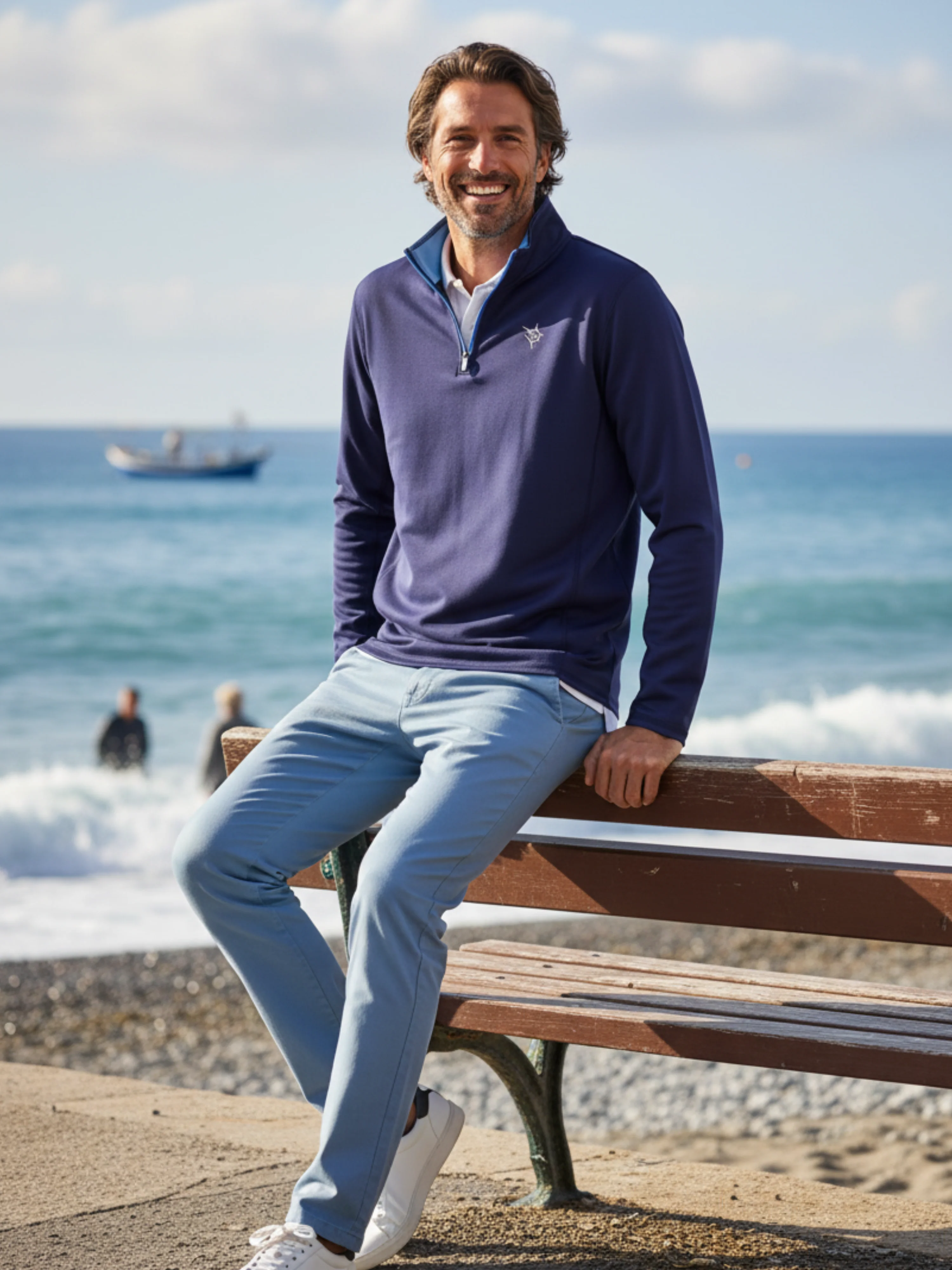 Montauk Long Sleeve Shirt. Navy - Image 3