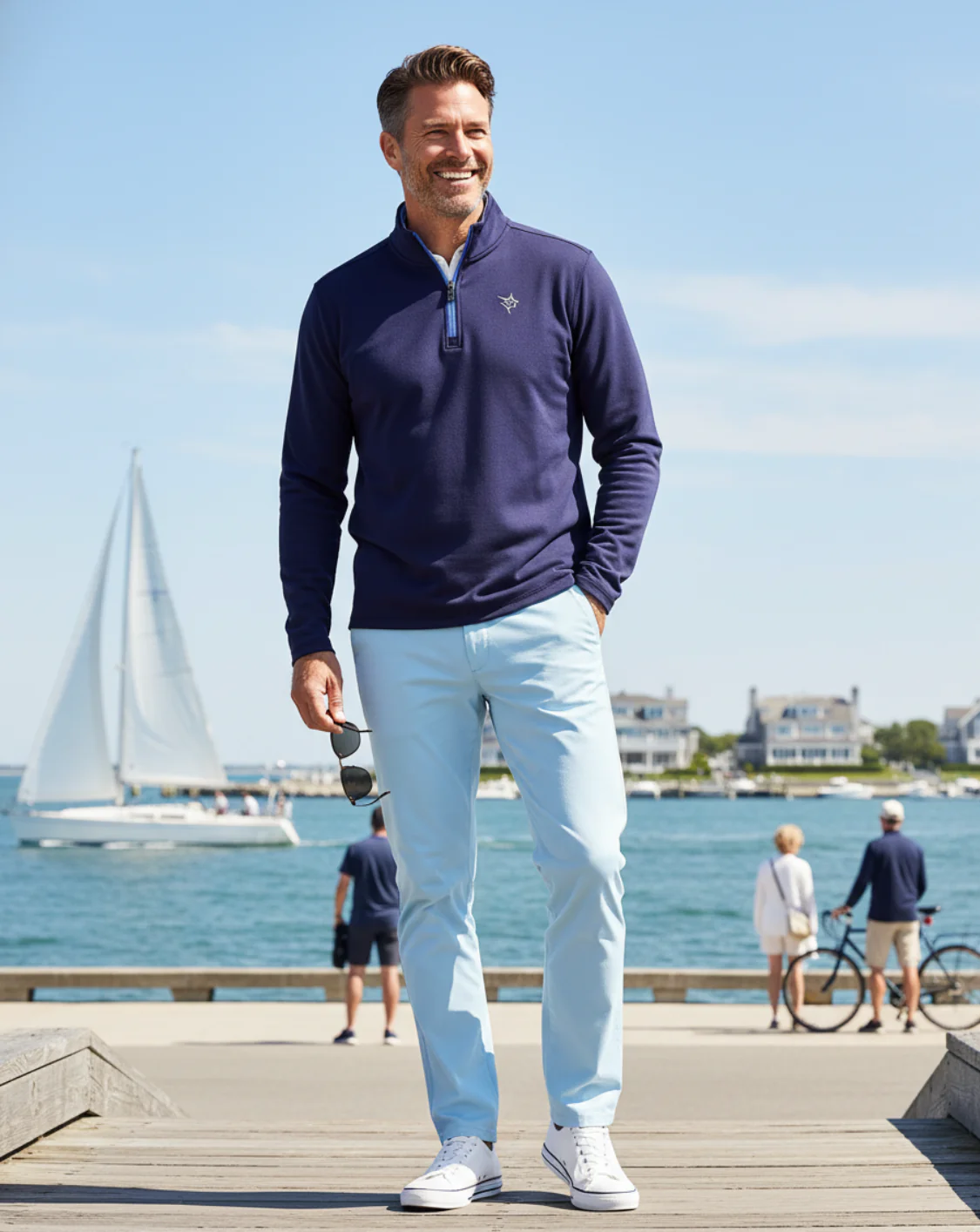 Montauk Long Sleeve Shirt. Navy - Image 4