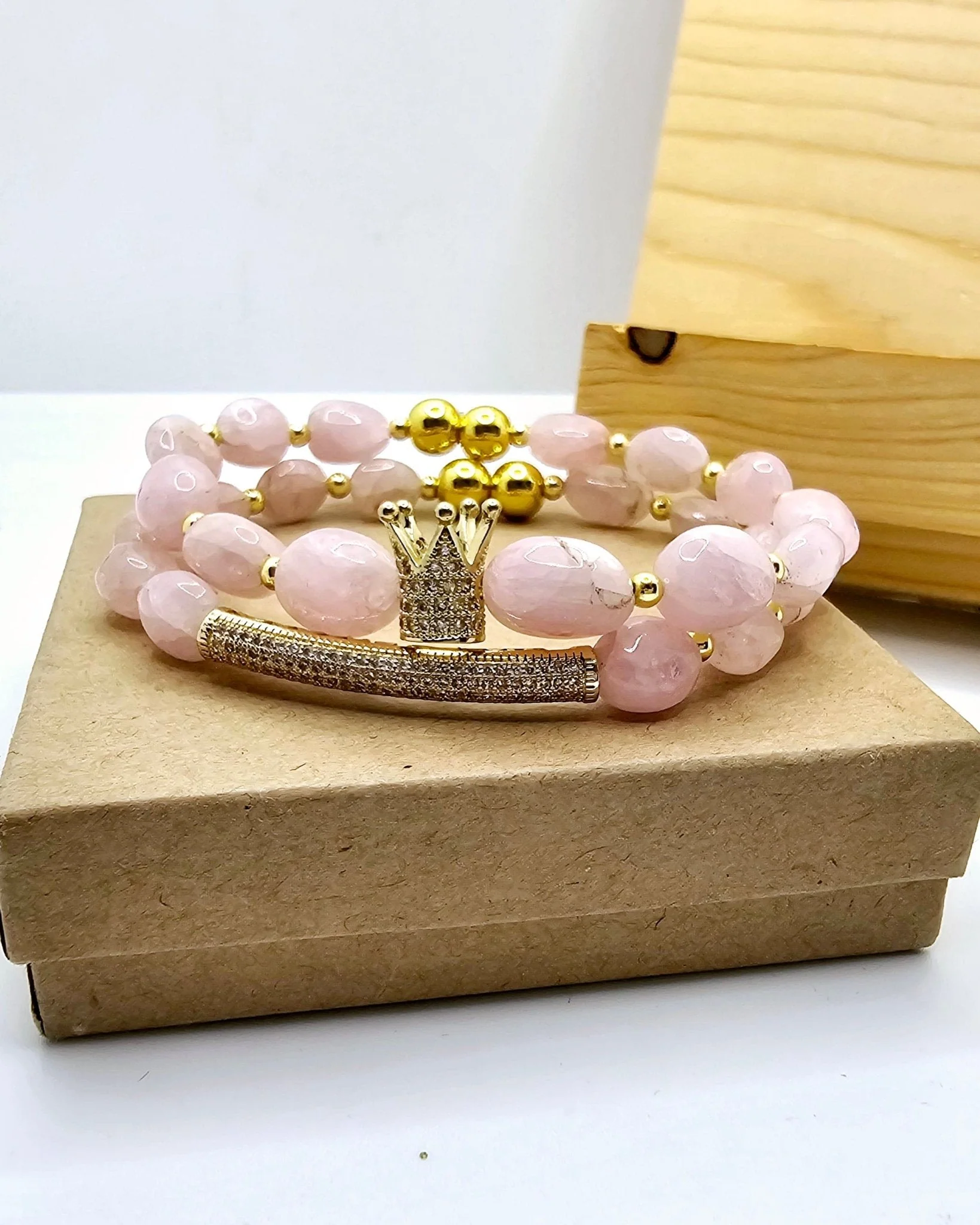 Morganite Crown Bracelet set