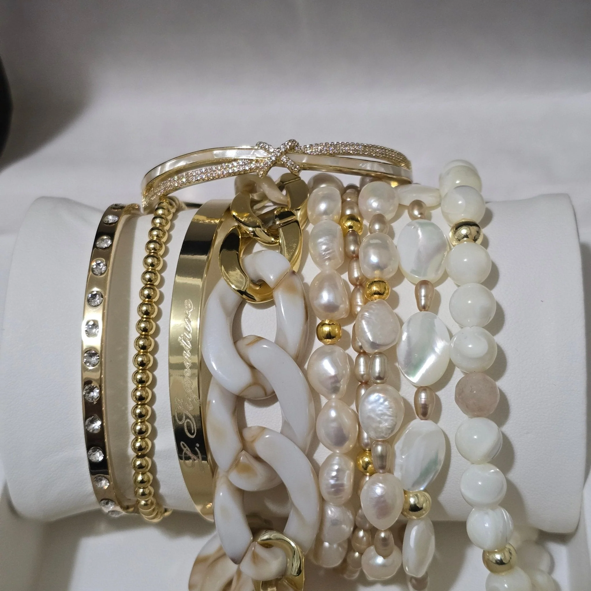 Mother of Pearl Stacked Bracelet Set - Image 2