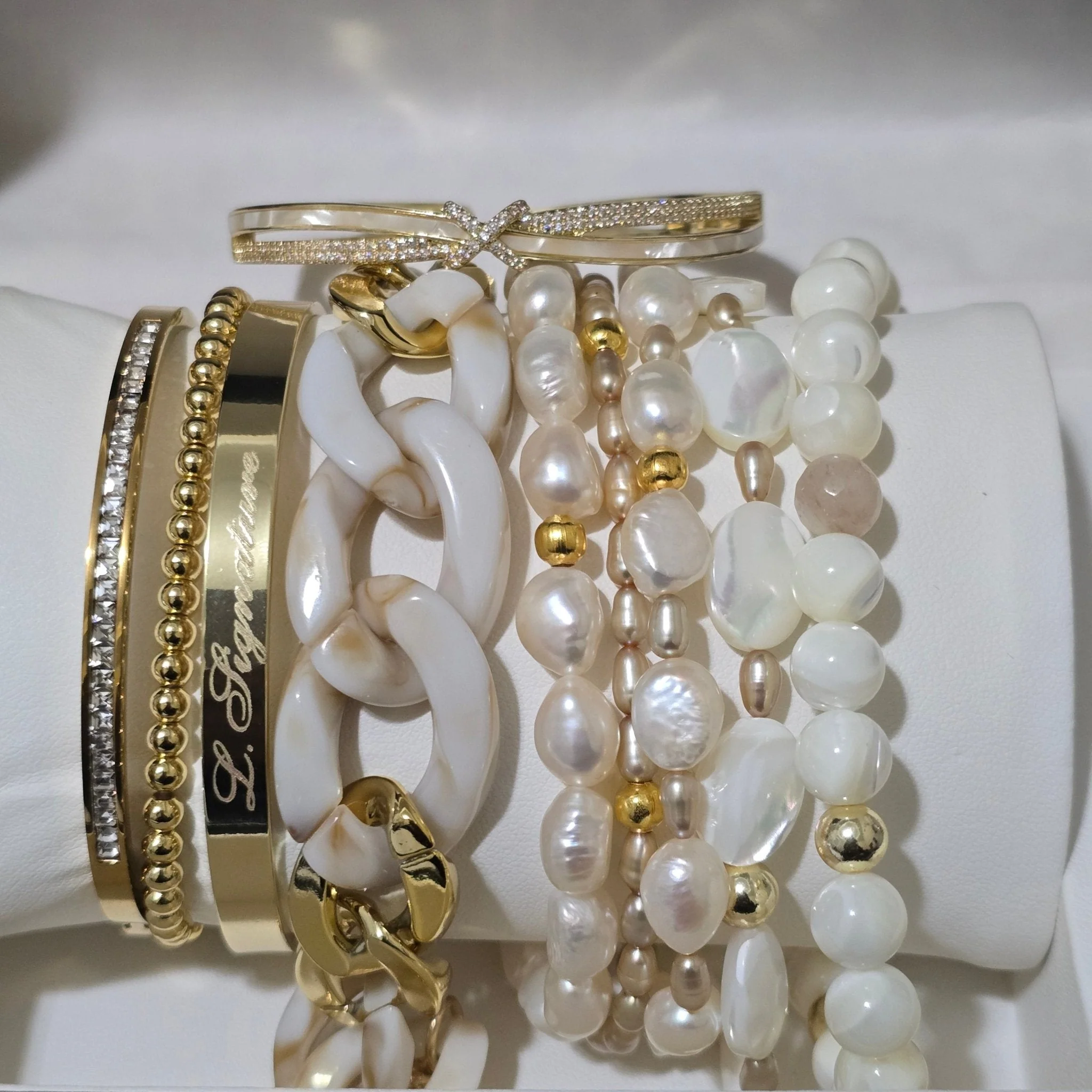 Mother of Pearl Stacked Bracelet Set - Image 4