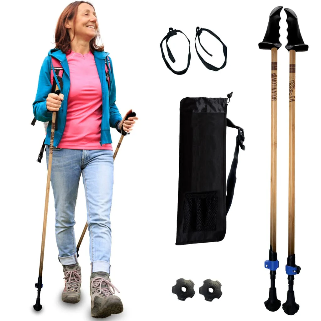 Motivator Walking Poles for Balance and Rehab - Patented Stability Grips - Lightweight, Adjustable, and Collapsible -2 Pieces Adjustable w/flip Locks, Detachable feet and Travel Bag - For Heights up to 6'2" - Image 13