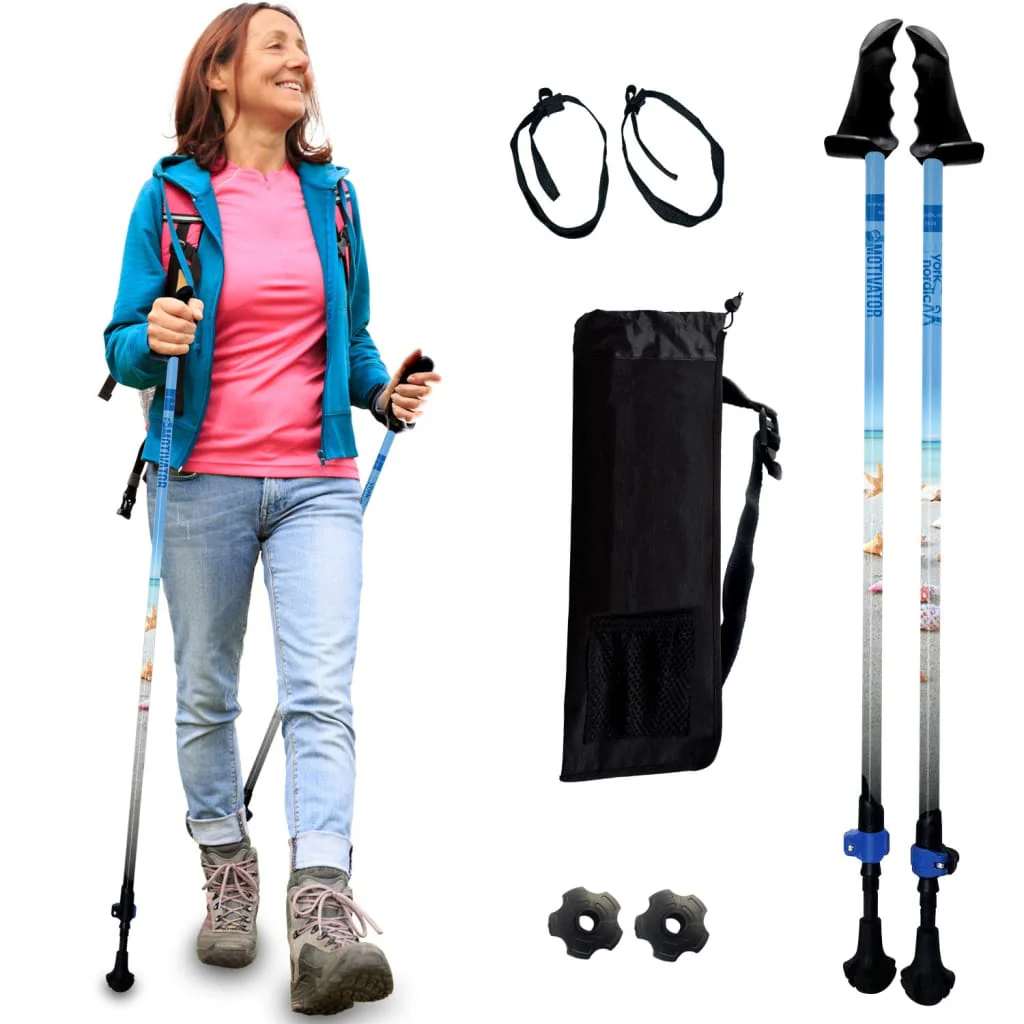 Motivator Walking Poles for Balance and Rehab - Patented Stability Grips - Lightweight, Adjustable, and Collapsible -2 Pieces Adjustable w/flip Locks, Detachable feet and Travel Bag - For Heights up to 6'2" - Image 14