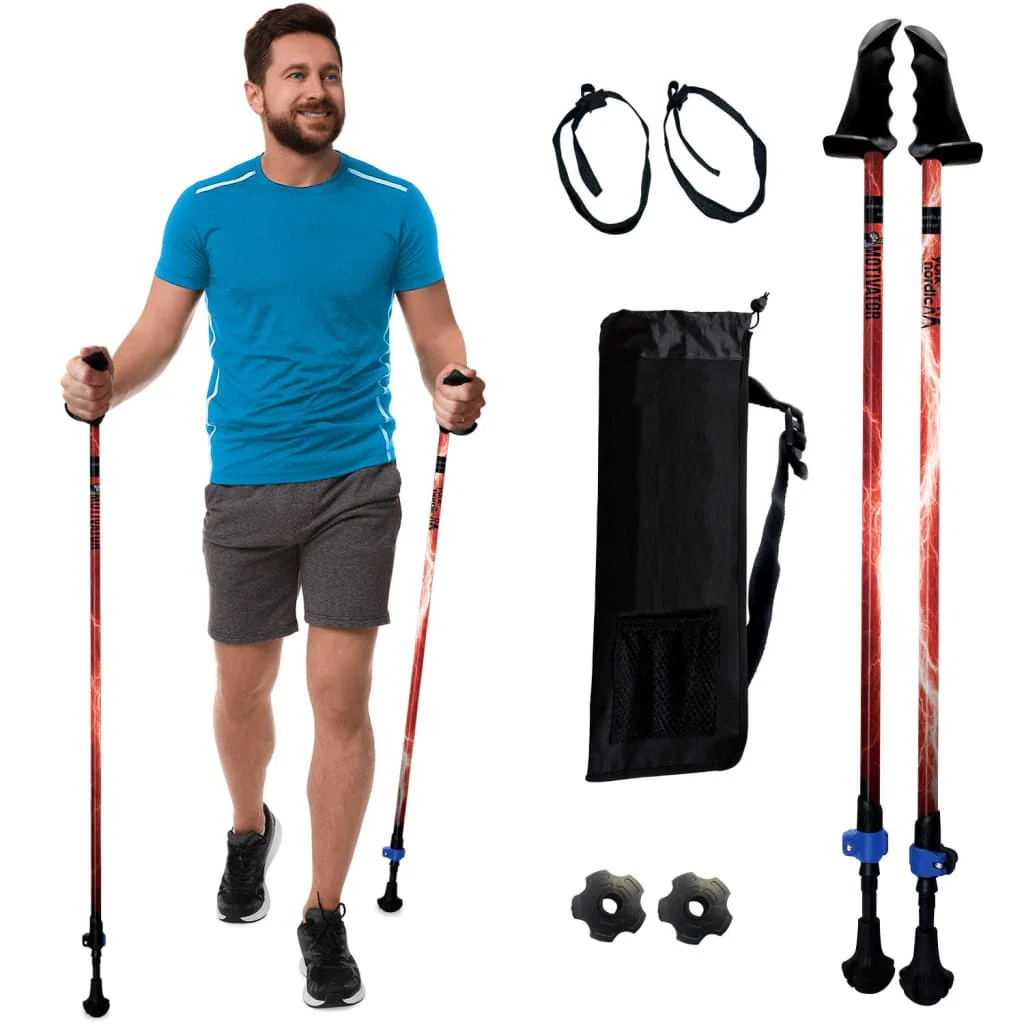 Motivator Walking Poles for Balance and Rehab - Patented Stability Grips - Lightweight, Adjustable, and Collapsible -2 Pieces Adjustable w/flip Locks, Detachable feet and Travel Bag - For Heights up to 6'2" - Image 17