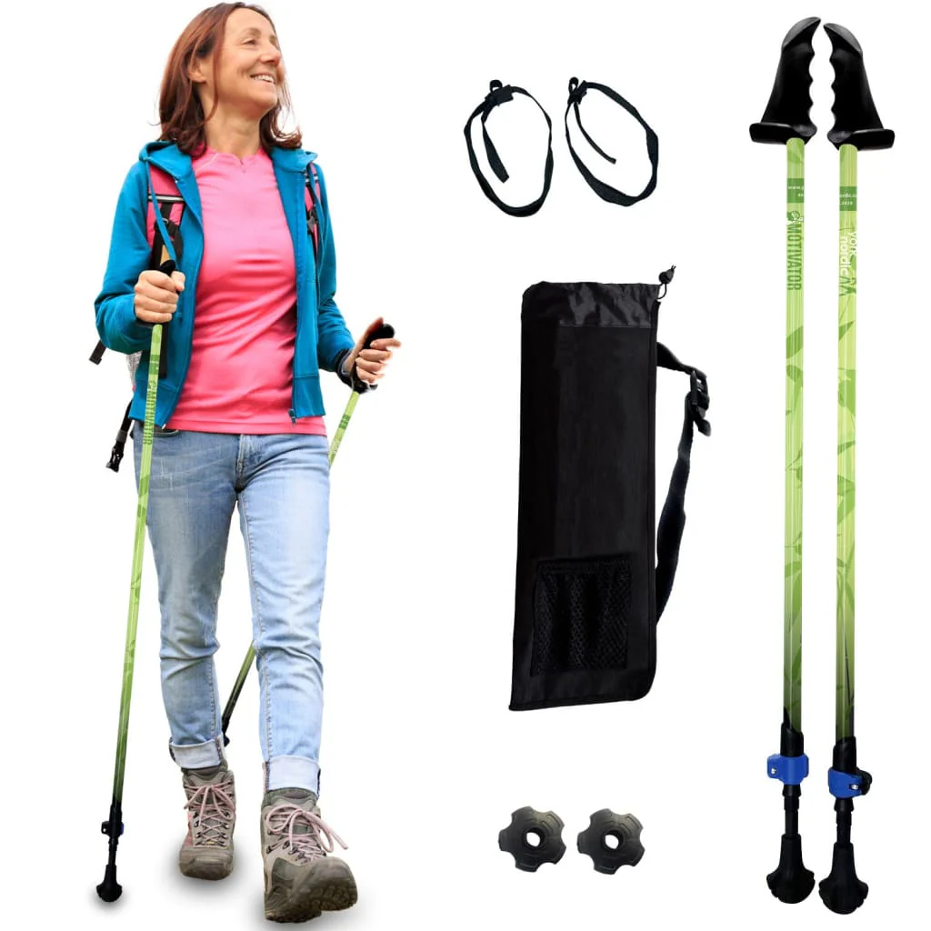 Motivator Walking Poles for Balance and Rehab - Patented Stability Grips - Lightweight, Adjustable, and Collapsible -2 Pieces Adjustable w/flip Locks, Detachable feet and Travel Bag - For Heights up to 6'2" - Image 18