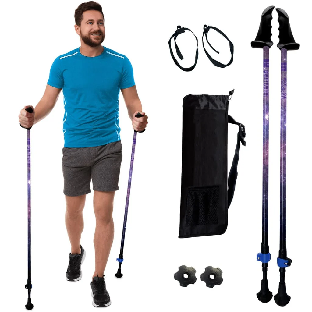 Motivator Walking Poles for Balance and Rehab - Patented Stability Grips - Lightweight, Adjustable, and Collapsible -2 Pieces Adjustable w/flip Locks, Detachable feet and Travel Bag - For Heights up to 6'2" - Image 19