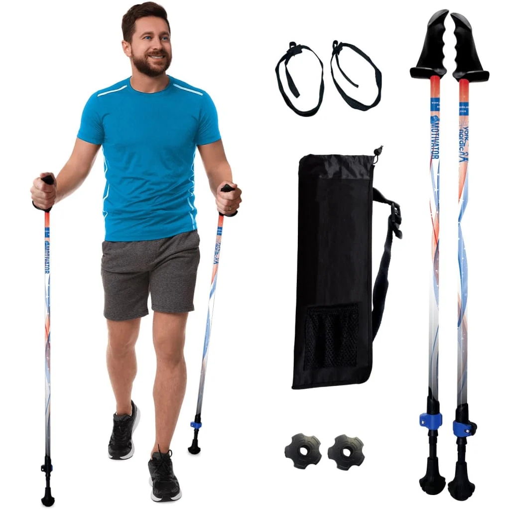 Motivator Walking Poles for Balance and Rehab - Patented Stability Grips - Lightweight, Adjustable, and Collapsible -2 Pieces Adjustable w/flip Locks, Detachable feet and Travel Bag - For Heights up to 6'2" - Image 24
