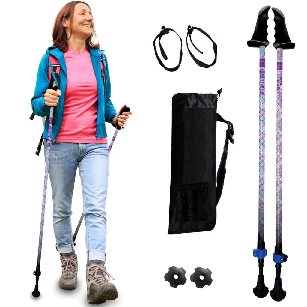 Motivator Walking Poles for Balance and Rehab - Patented Stability Grips - Lightweight, Adjustable, and Collapsible -2 Pieces Adjustable w/flip Locks, Detachable feet and Travel Bag - For Heights up to 6'2" - Image 25