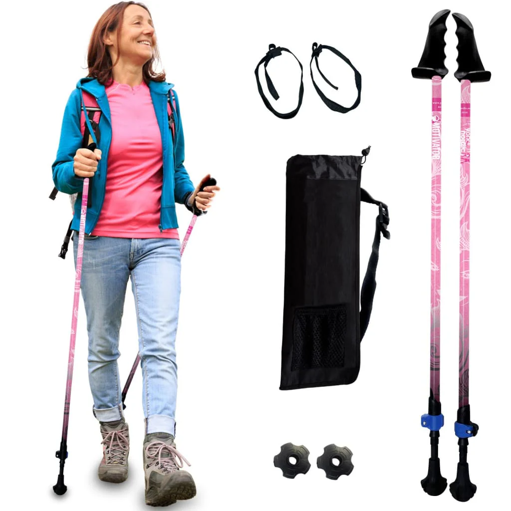 Motivator Walking Poles for Balance and Rehab - Patented Stability Grips - Lightweight, Adjustable, and Collapsible -2 Pieces Adjustable w/flip Locks, Detachable feet and Travel Bag - For Heights up to 6'2" - Image 27