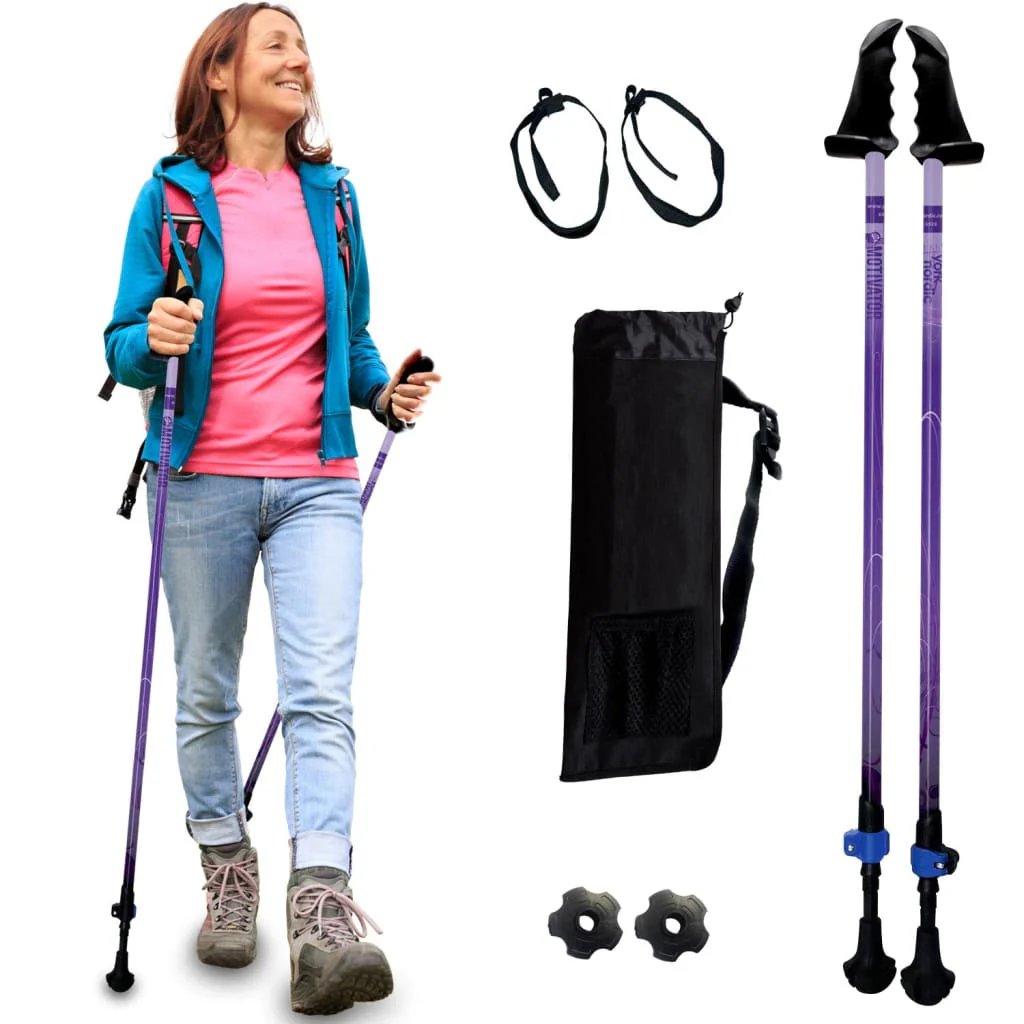 Motivator Walking Poles for Balance and Rehab - Patented Stability Grips - Lightweight, Adjustable, and Collapsible -2 Pieces Adjustable w/flip Locks, Detachable feet and Travel Bag - For Heights up to 6'2" - Image 29