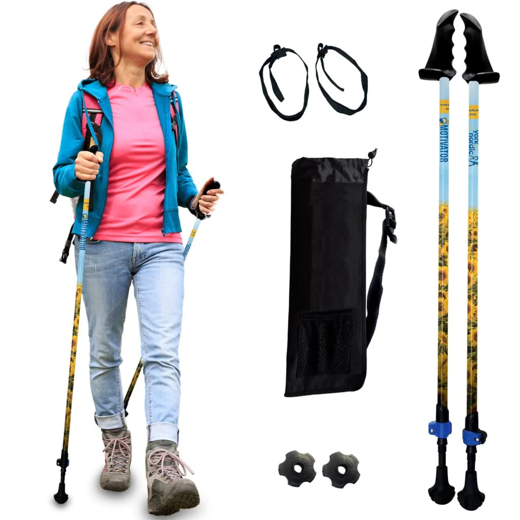 Motivator Walking Poles for Balance and Rehab - Patented Stability Grips - Lightweight, Adjustable, and Collapsible -2 Pieces Adjustable w/flip Locks, Detachable feet and Travel Bag - For Heights up to 6'2" - Image 30