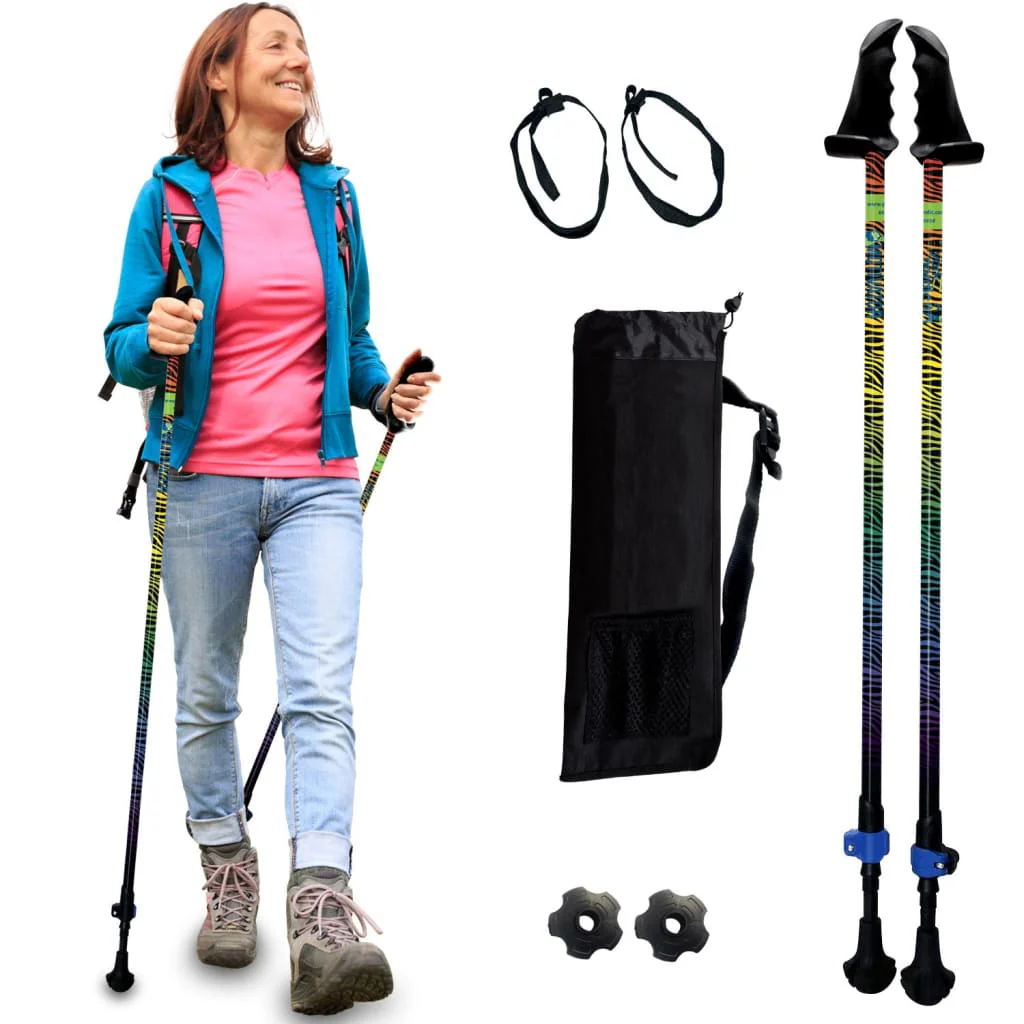 Motivator Walking Poles for Balance and Rehab - Patented Stability Grips - Lightweight, Adjustable, and Collapsible -2 Pieces Adjustable w/flip Locks, Detachable feet and Travel Bag - For Heights up to 6'2" - Image 32