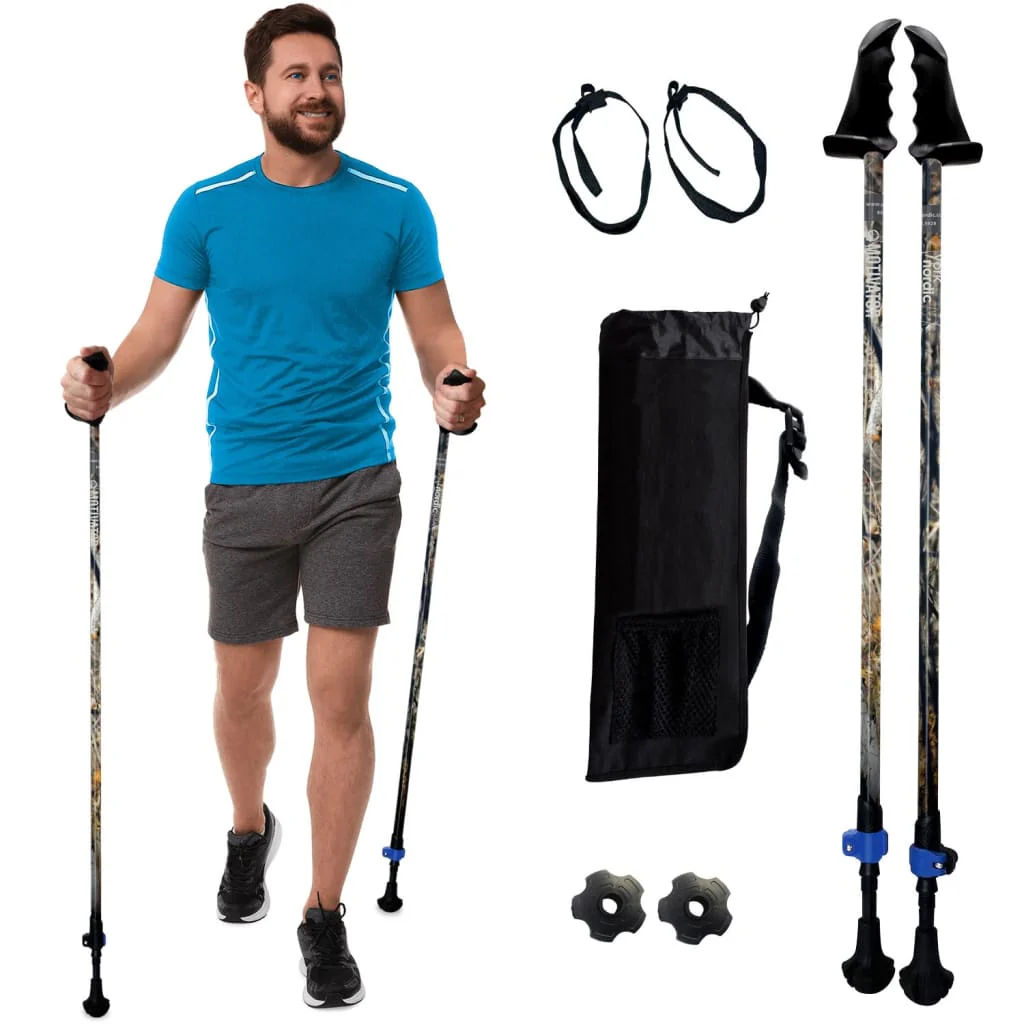 Motivator Walking Poles for Balance and Rehab - Patented Stability Grips - Lightweight, Adjustable, and Collapsible -2 Pieces Adjustable w/flip Locks, Detachable feet and Travel Bag - For Heights up to 6'2" - Image 34