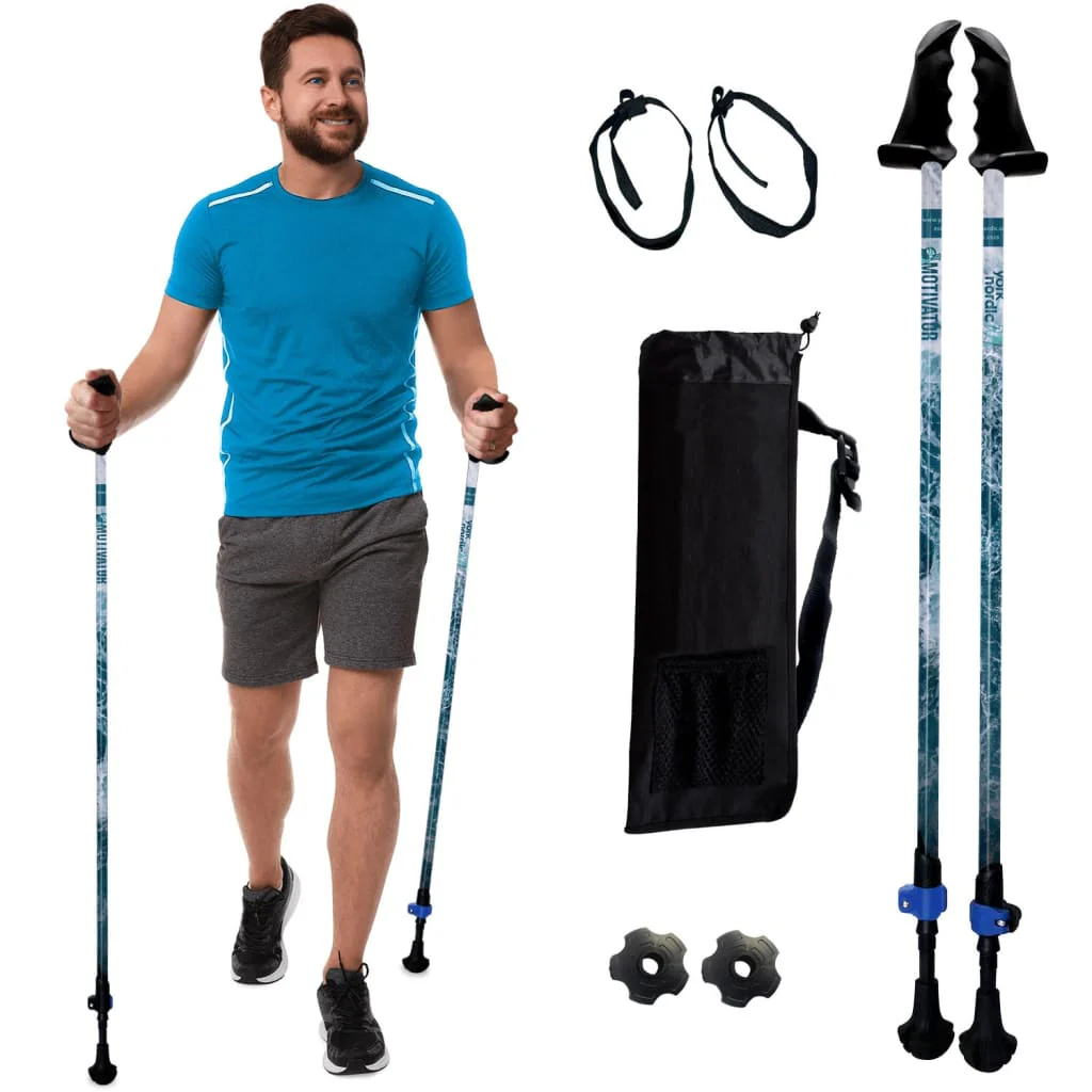 Motivator Walking Poles for Balance and Rehab - Patented Stability Grips - Lightweight, Adjustable, and Collapsible -2 Pieces Adjustable w/flip Locks, Detachable feet and Travel Bag - For Heights up to 6'2" - Image 35