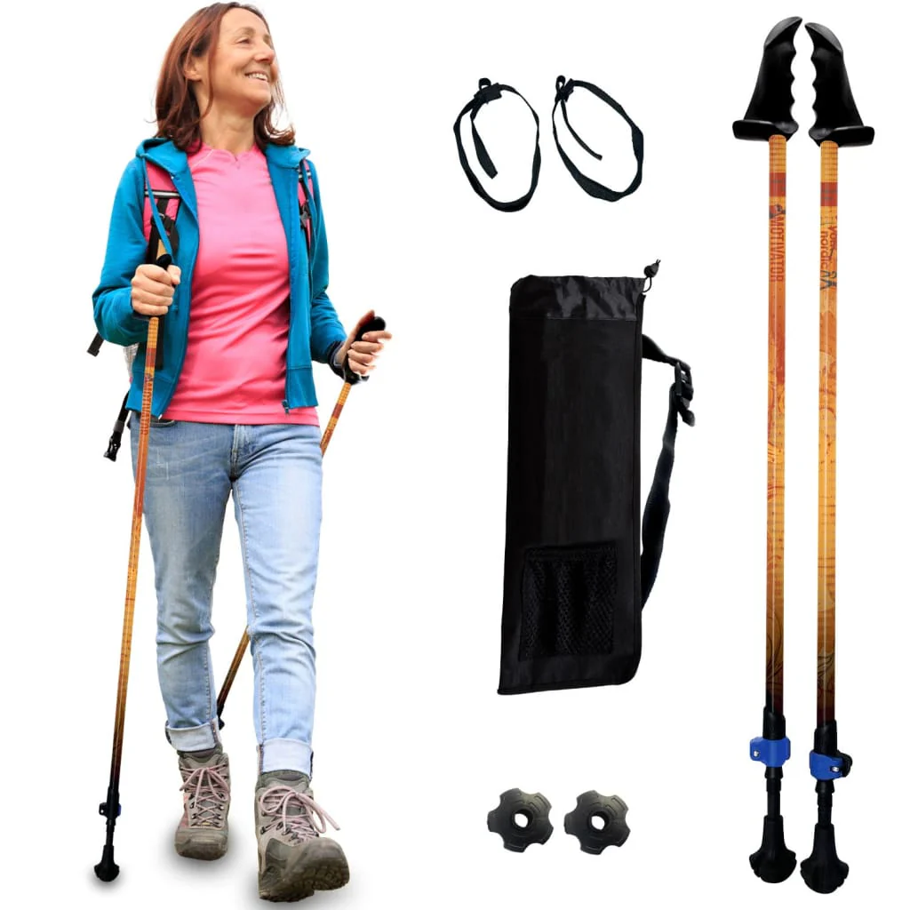 Motivator Walking Poles for Balance and Rehab - Patented Stability Grips - Lightweight, Adjustable, and Collapsible -2 Pieces Adjustable w/flip Locks, Detachable feet and Travel Bag - For Heights up to 6'2" - Image 36