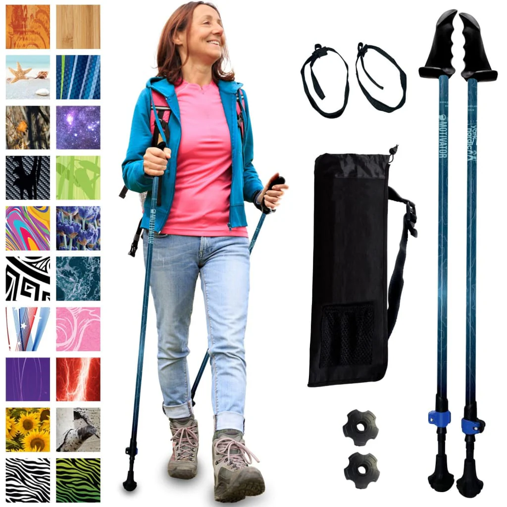 Motivator Walking Poles for Balance and Rehab - Patented Stability Grips - Lightweight, Adjustable, and Collapsible -2 Pieces Adjustable w/flip Locks, Detachable feet and Travel Bag - For Heights up to 6'2" - Image 37