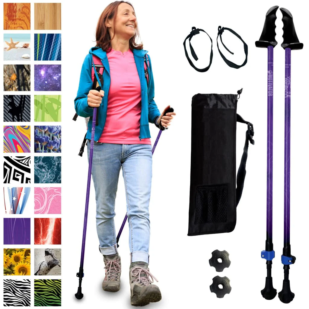 Motivator Walking Poles for Balance and Rehab - Patented Stability Grips - Lightweight, Adjustable, and Collapsible -2 Pieces Adjustable w/flip Locks, Detachable feet and Travel Bag - For Heights up to 6'2" - Image 39